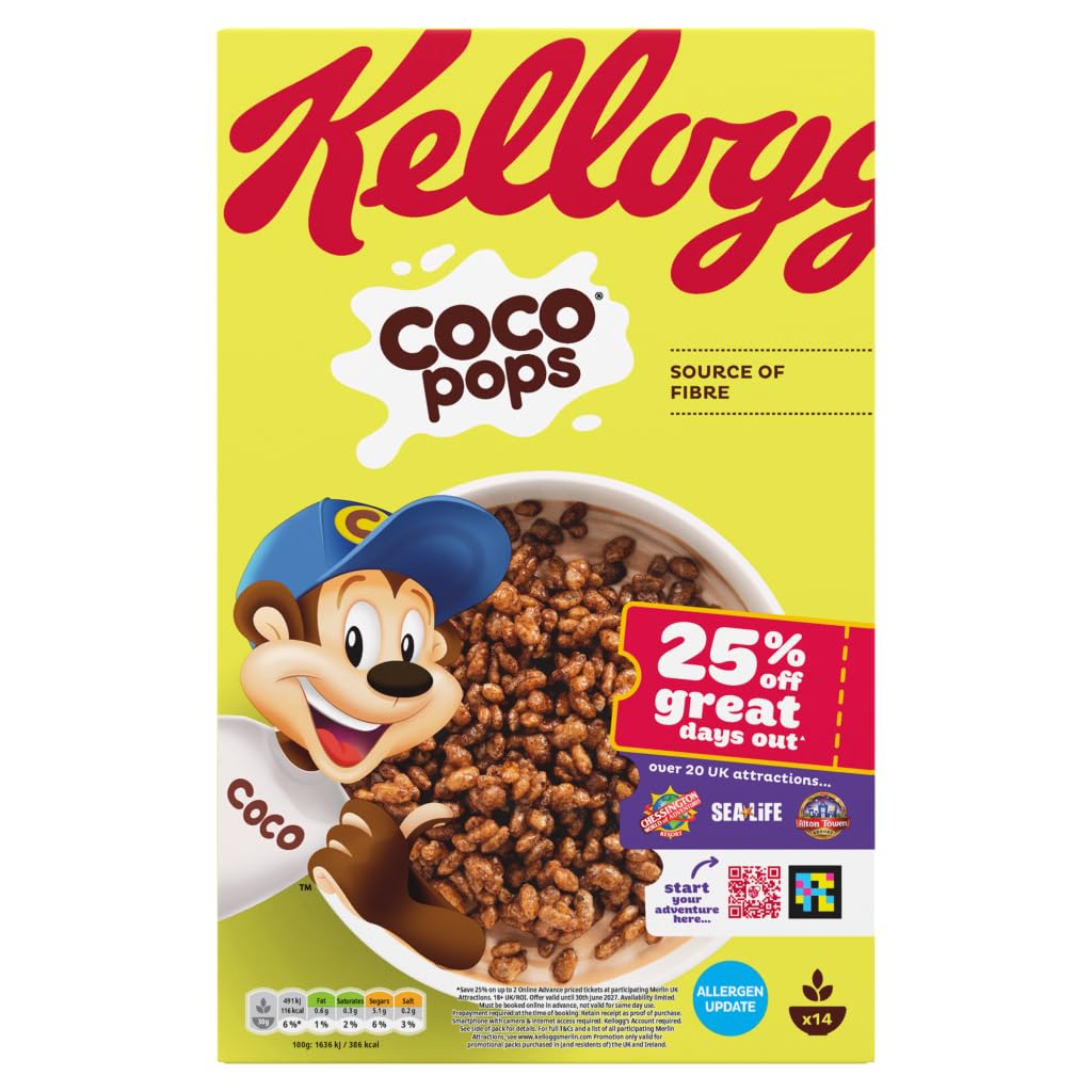 Coco Pops Chocolate Breakfast Cereal - Toasted Puffed Maize and Rice, Fortified with Vitamins and Minerals | 420g 1