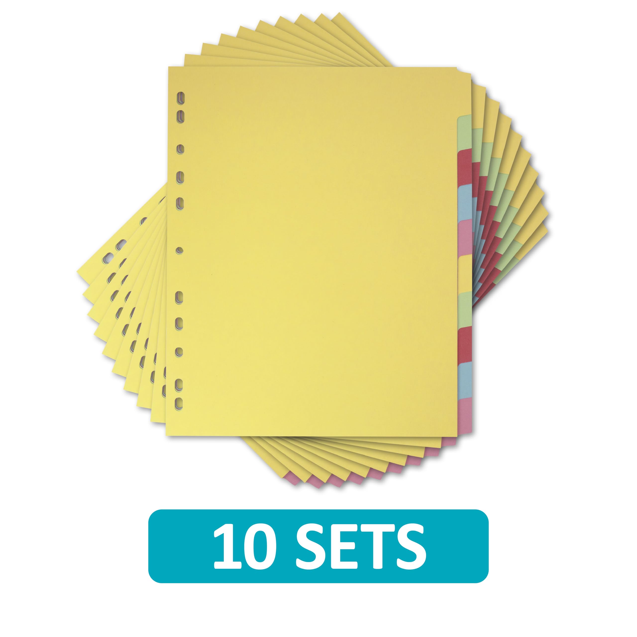 Elba A4+ Extra Wide File Dividers - 10 Sets Assorted Colours | Durable Cardstock