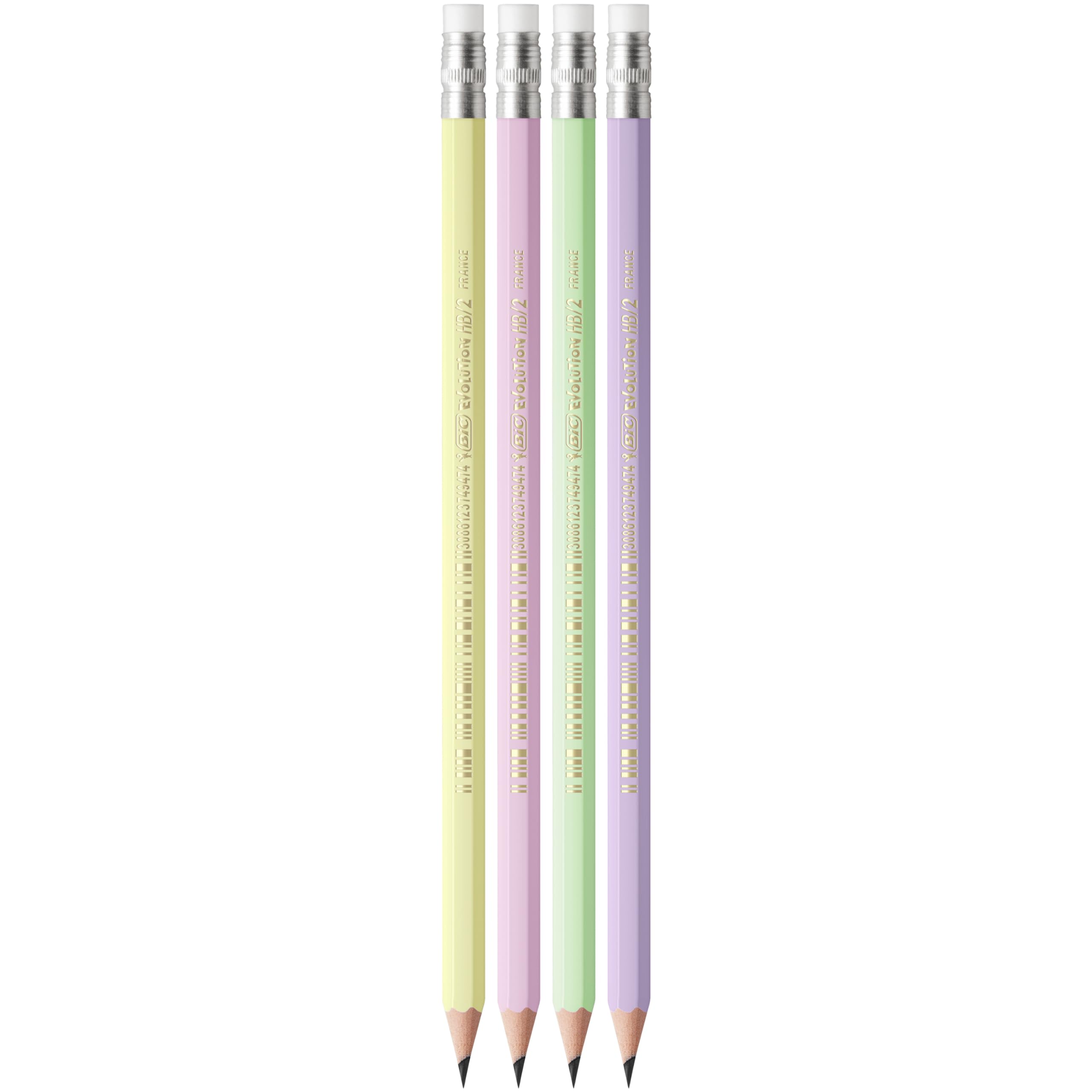 BIC Evolution Pastel Graphite Pencils with Eraser | HB Lead | Pack of 12 | Hexagonal Grip 2