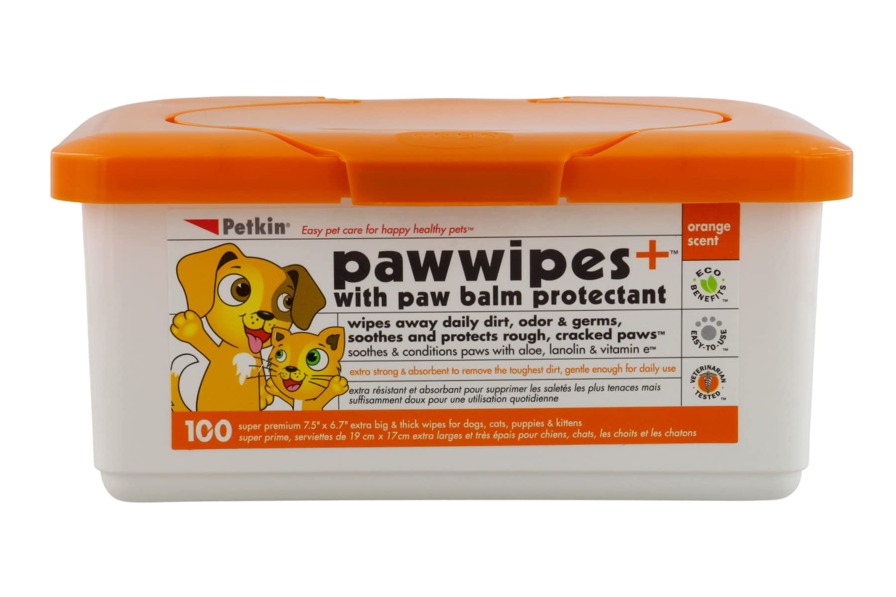 Petkin Paw Wipes - Extra Soft & Strong Aloe Vera Formula for Daily Paw Care | 100 Count
