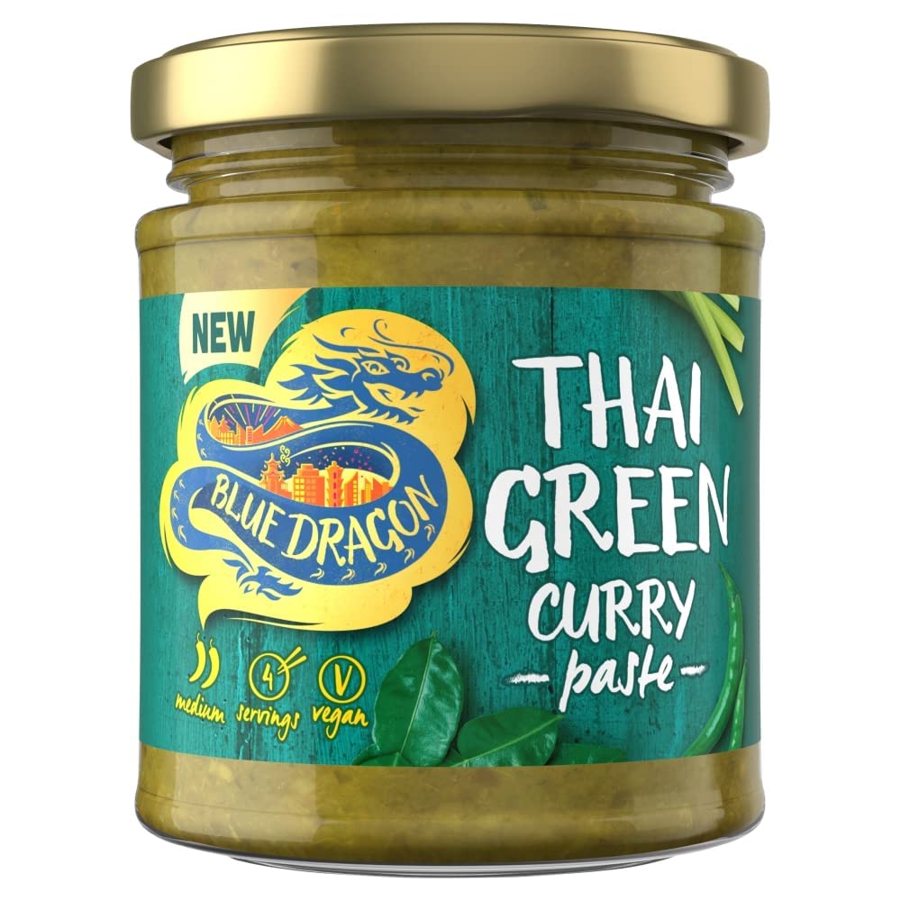 Blue Dragon Thai Green Curry Paste 170g - Medium Spice, Authentic Thai Curry Paste for Cooking