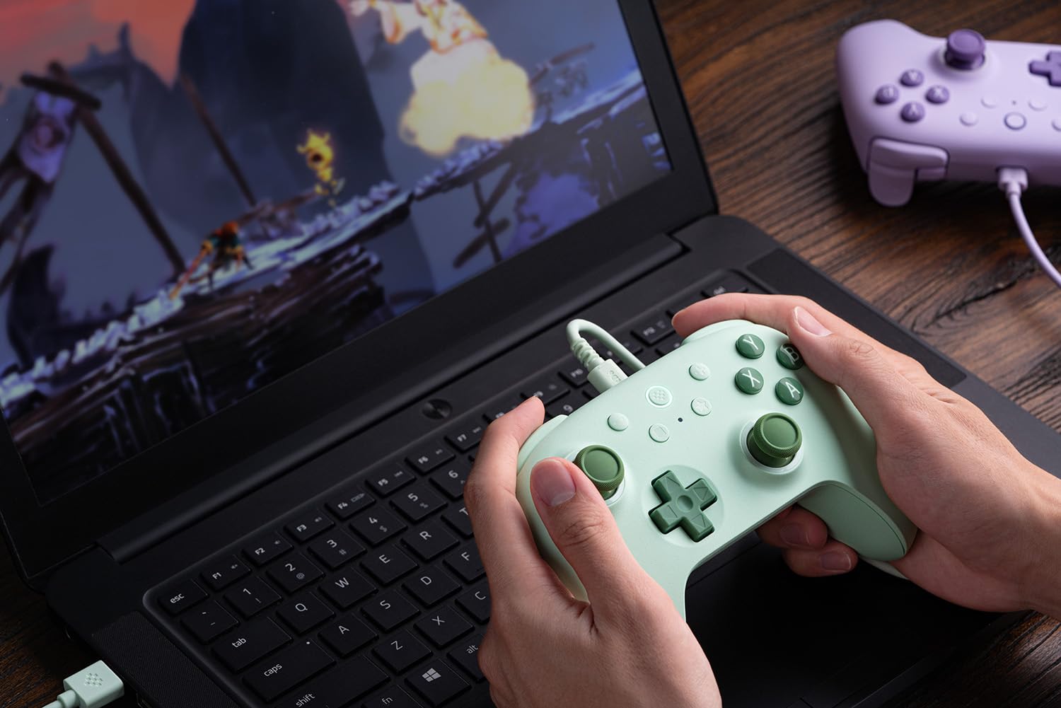 8Bitdo Ultimate 2C Wired Gamepad Controller for Windows PC and Android | 1000Hz Polling Rate | Green 2