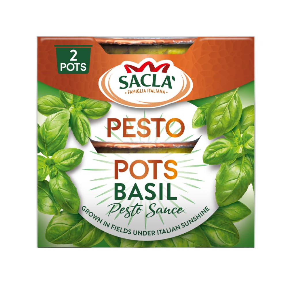 Sacla Classic Basil Pesto - Authentic Italian Flavor | 2 x 45g Pack