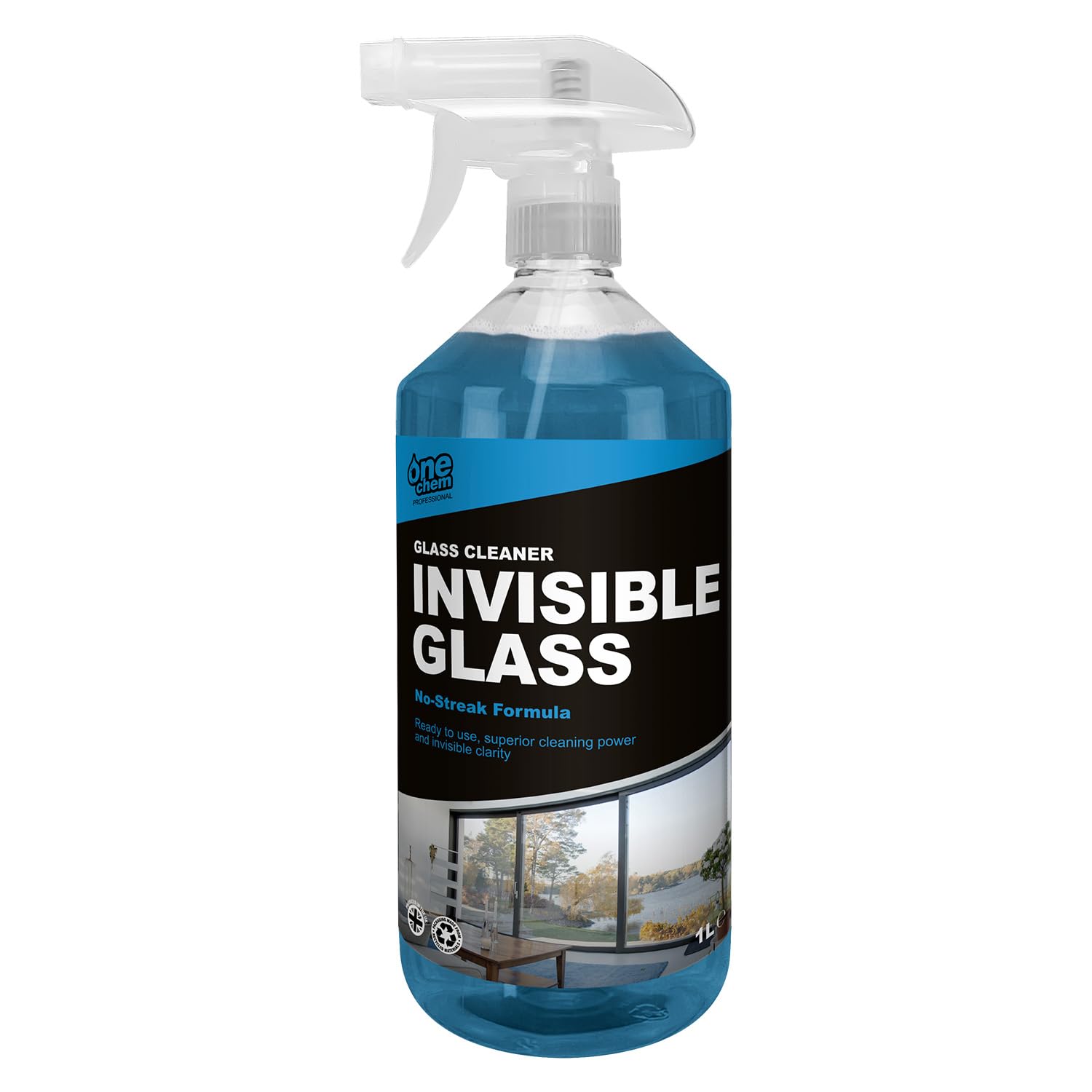 One Chem Professional Glass Cleaner - Streak-Free Invisible Finish | 1 Litre Liquid 1