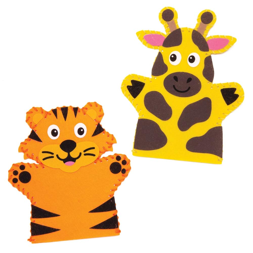 Baker Ross Jungle Animal Hand Puppet Sewing Kits - Pack of 4, 20-23cm Height 3