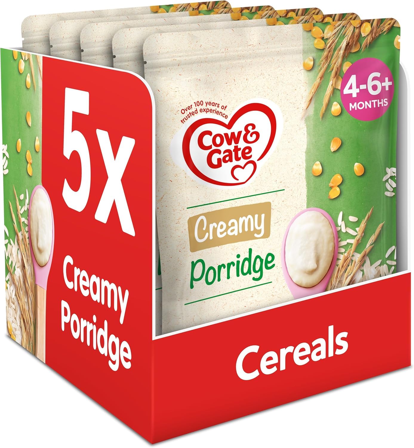 Cow & Gate Creamy Porridge Baby Cereal - 4-6+ Months, 125g (Pack of 5)