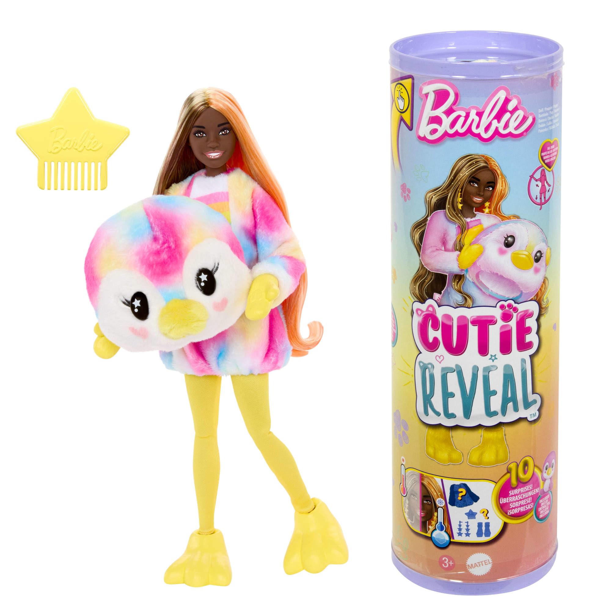 Barbie Cutie Reveal Doll & Accessories - Color Dream Penguin Plush, 10 Surprises, Color Change | HRK40