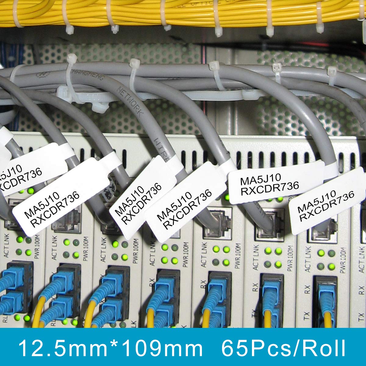 NIIMBOT D11 Label Tape - Standard Laminate Cable Label Print Paper | 0.5"x4.3" | 65 Labels