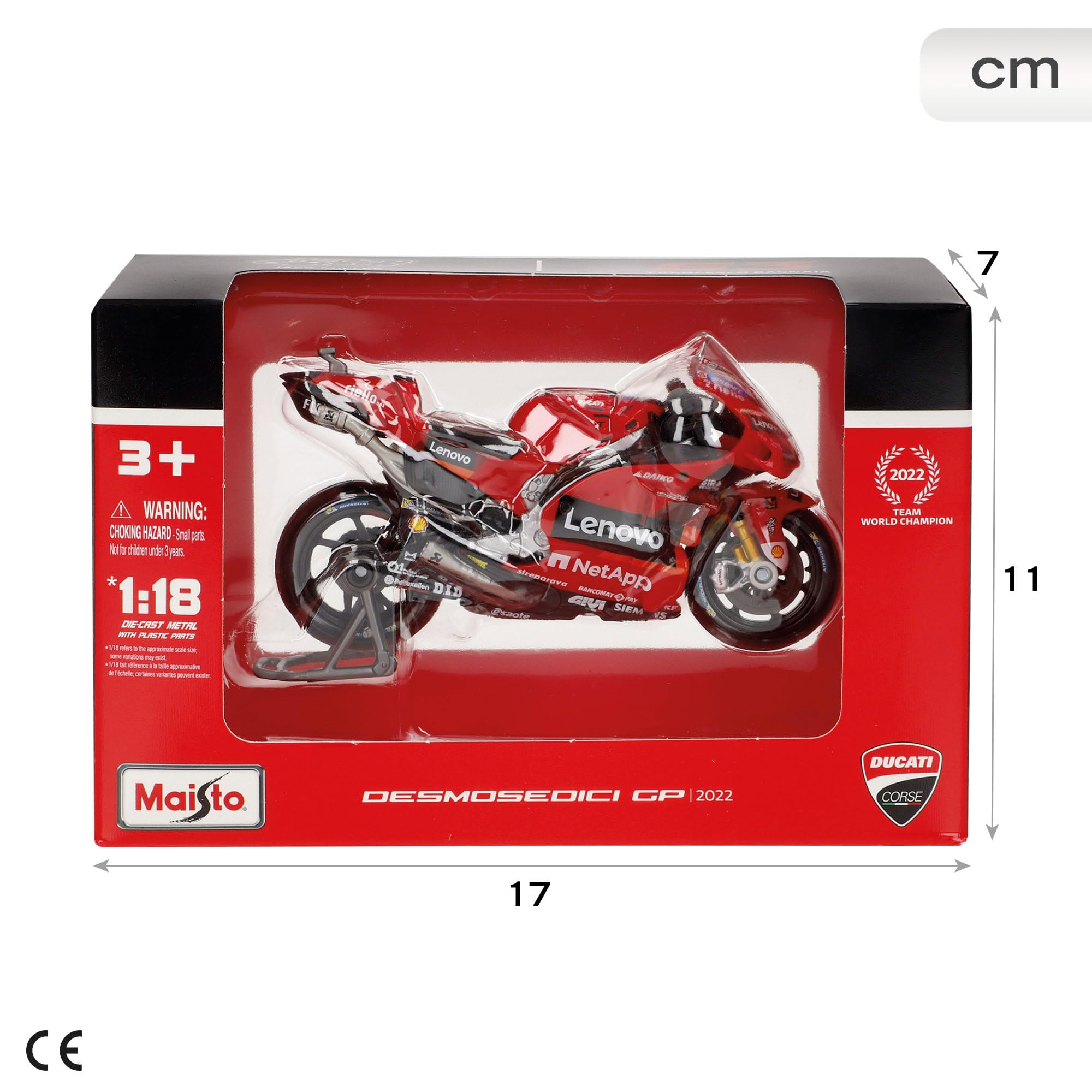 Maisto 1:18 Scale Ducati Lenovo Team Motorcycle Model - Die-Cast Collectible by Bburago Italia 8