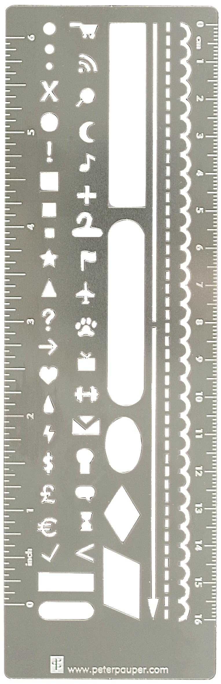 Peter Pauper Press Metal Stencil Bookmark - Silver | 181x64x3mm | Multipurpose Tool