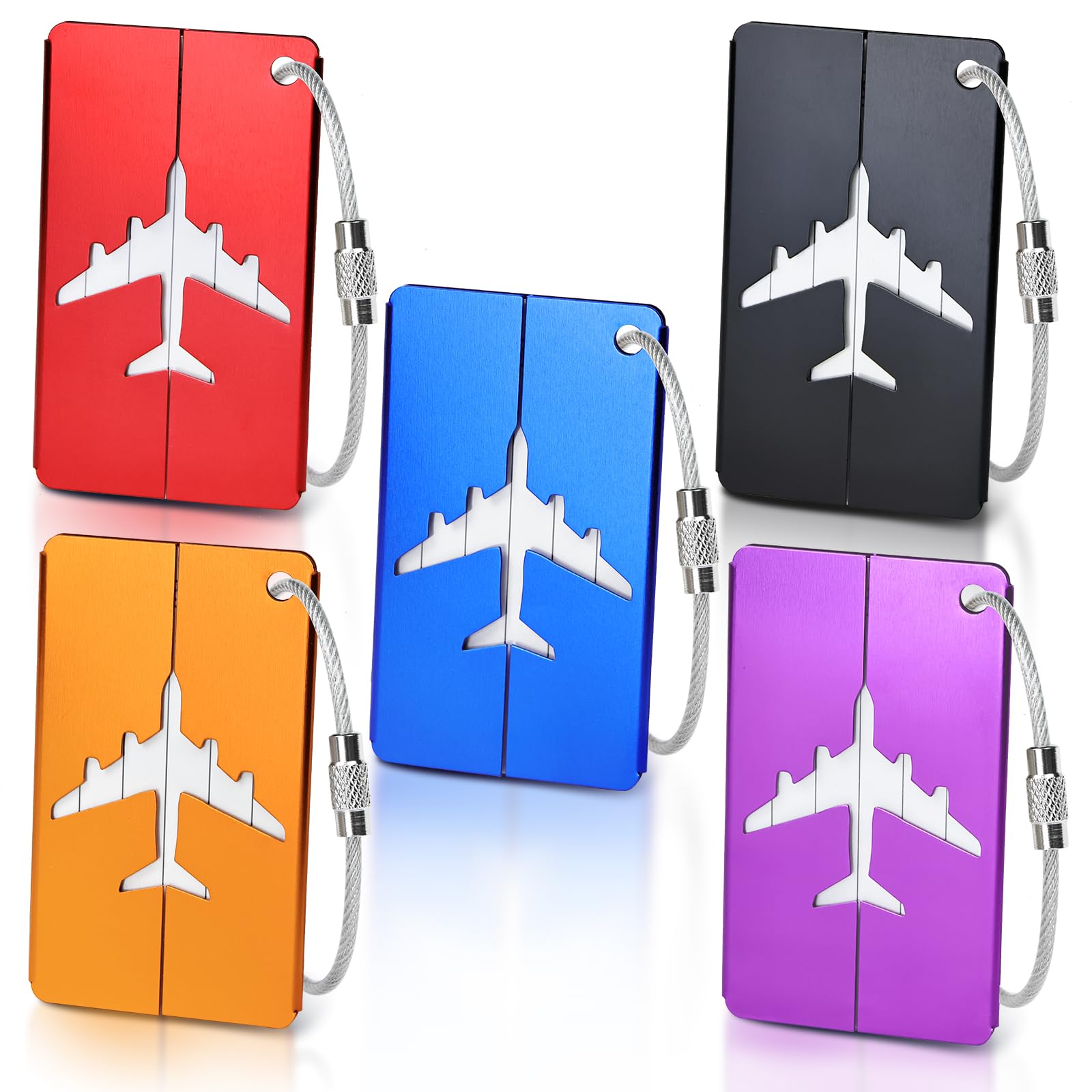 MOXYOY 5-Piece Metal Luggage Tags Set - Durable Aluminium with Stainless Steel Ties | 3' x 1.5'