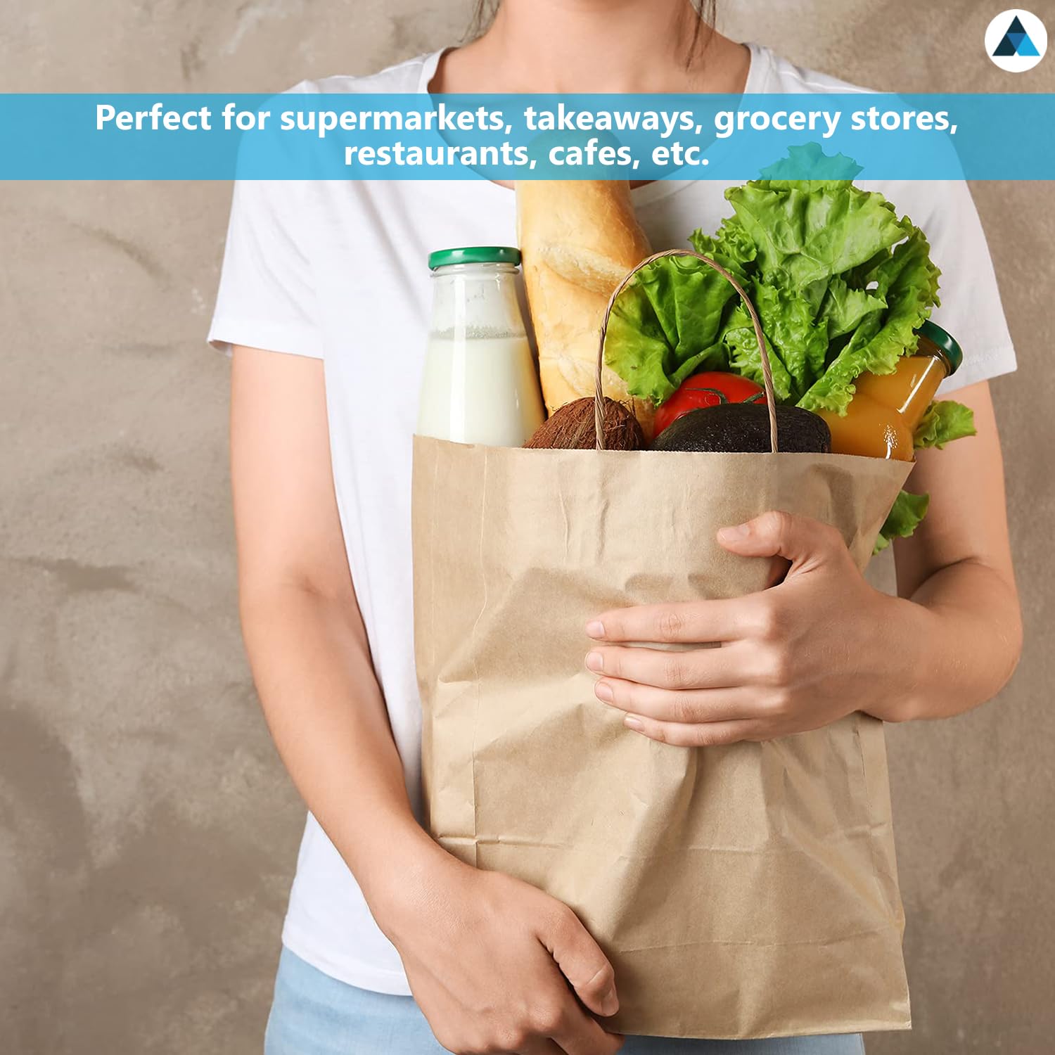 Nationwide Paper - Extra Small Brown Kraft Paper Bags with Handles 100 pcs (13.3x20.3x9.5cm) 2