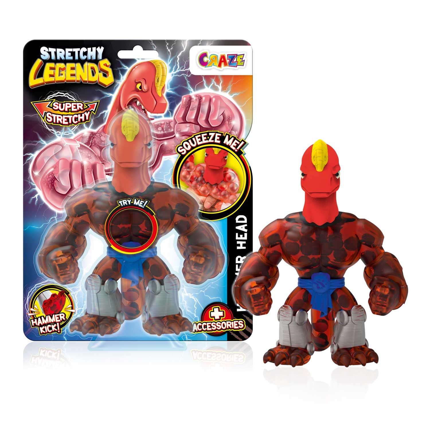 STRETCHY LEGENDS Hammer Head Action Figure - Stretchy Squishy Toy for Kids 3 Years and Up 6