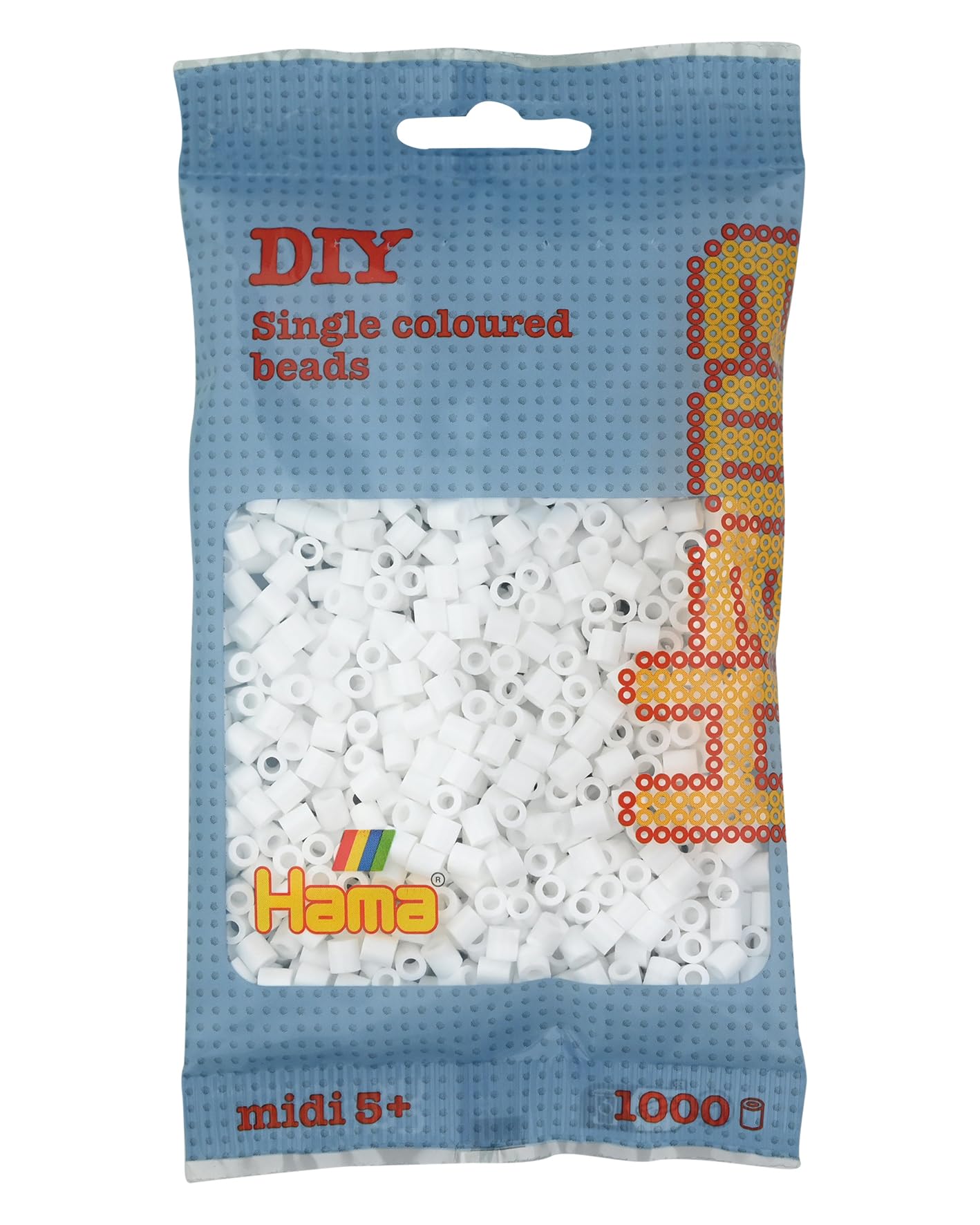 Hama Midi Fuse Beads - 1000 Pcs White Plastic Mosaic Craft for Ages 5+