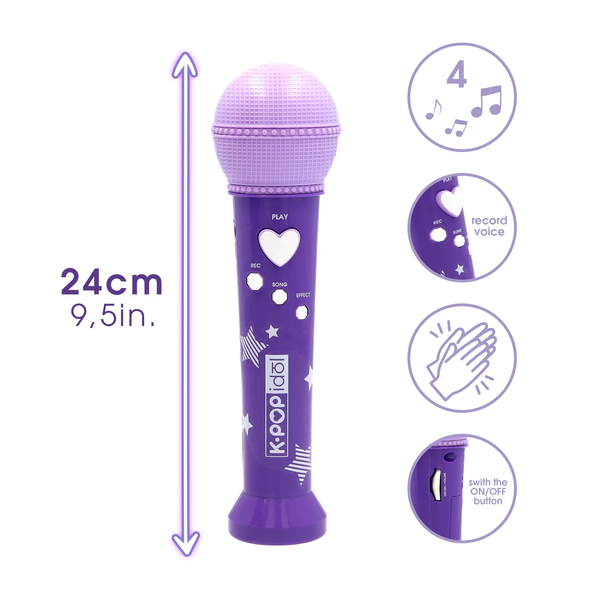 K-POP IDOL Kids Microphone Recorder - Record & Playback, Lights & Sound Effects, Multicolor 3