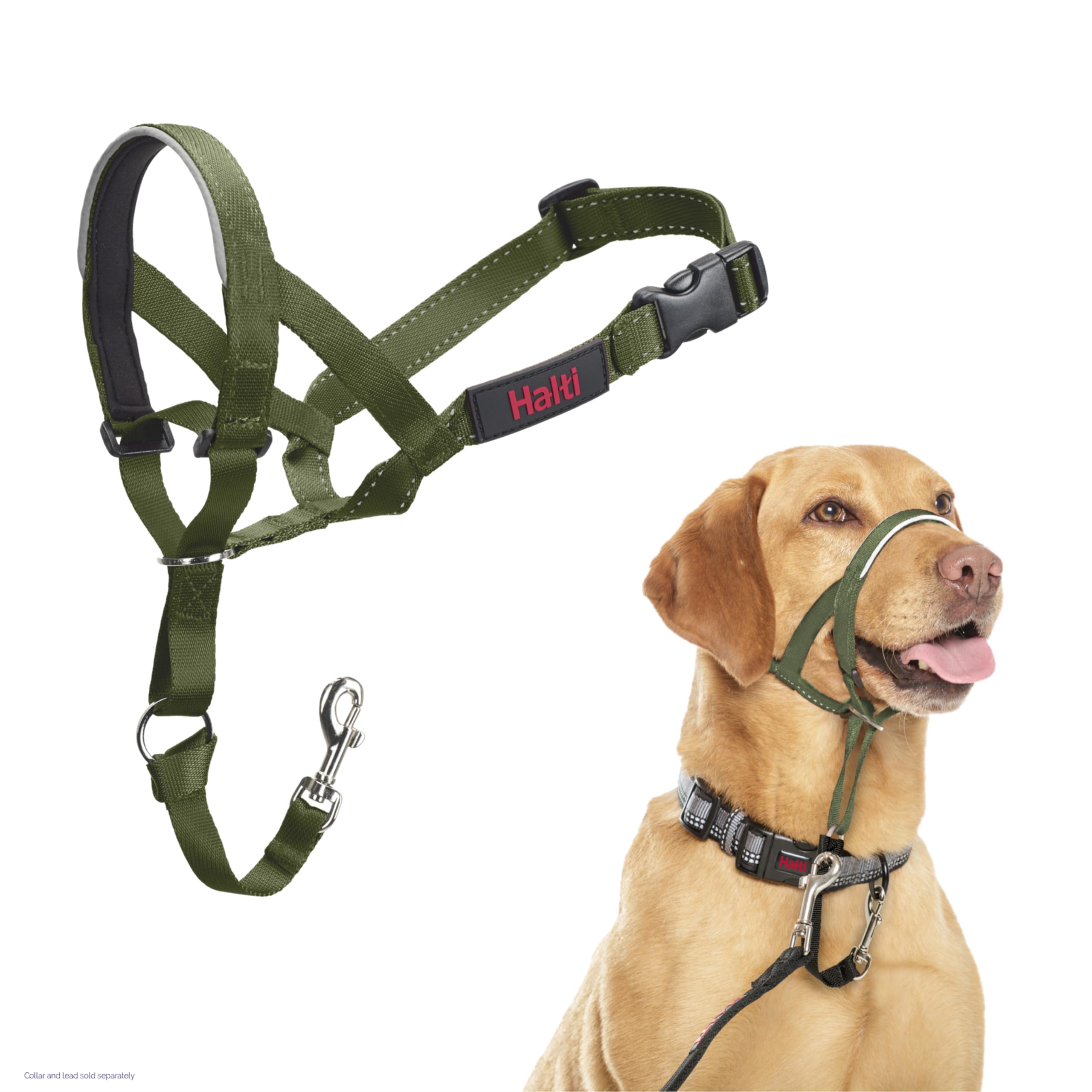 Halti Headcollar - Stops Pulling for Dogs | Size 3 | Forest Green | Reflective