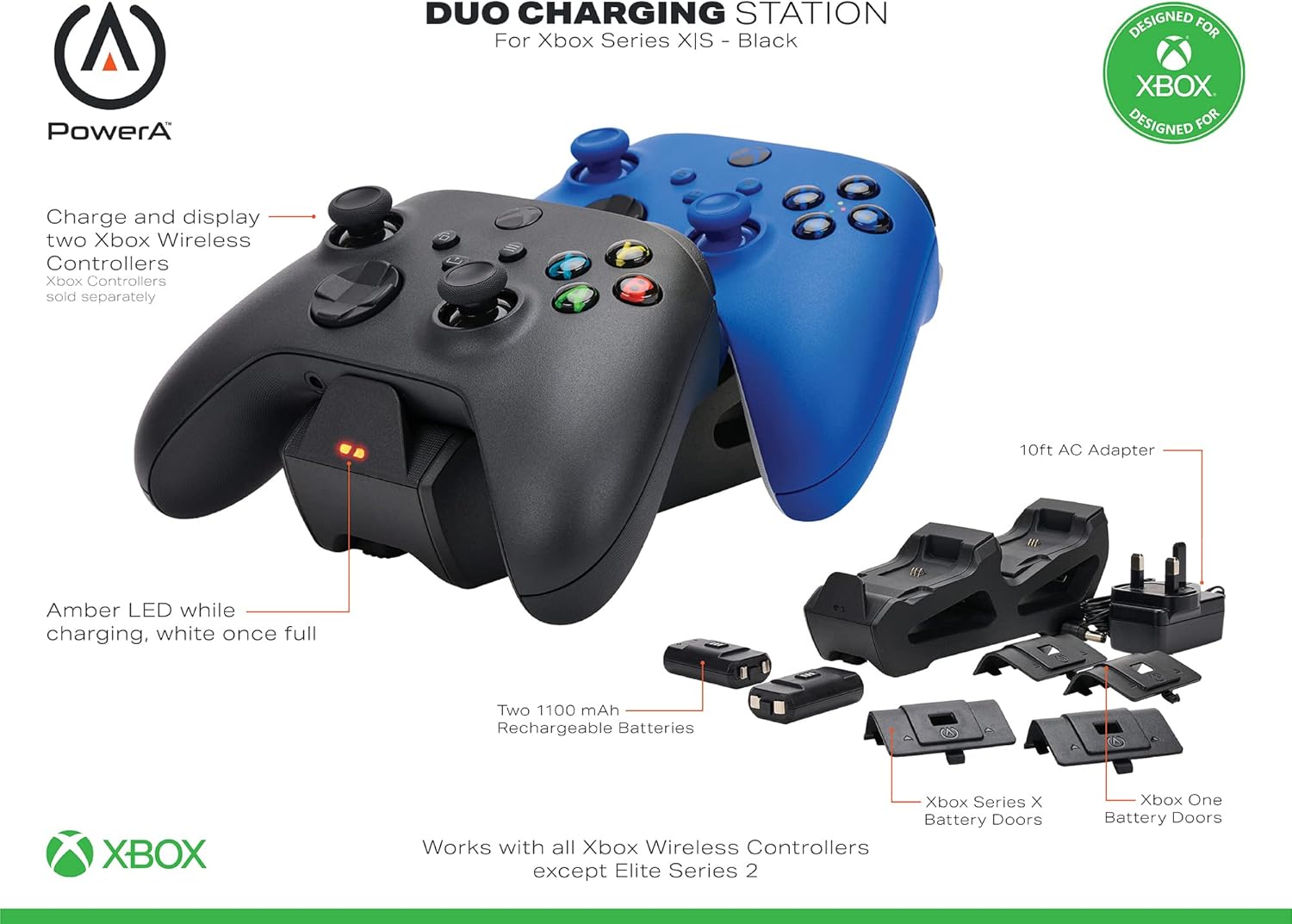 PowerA Duo Charging Station for Xbox Series X|S and Xbox One - Black (UK) 3