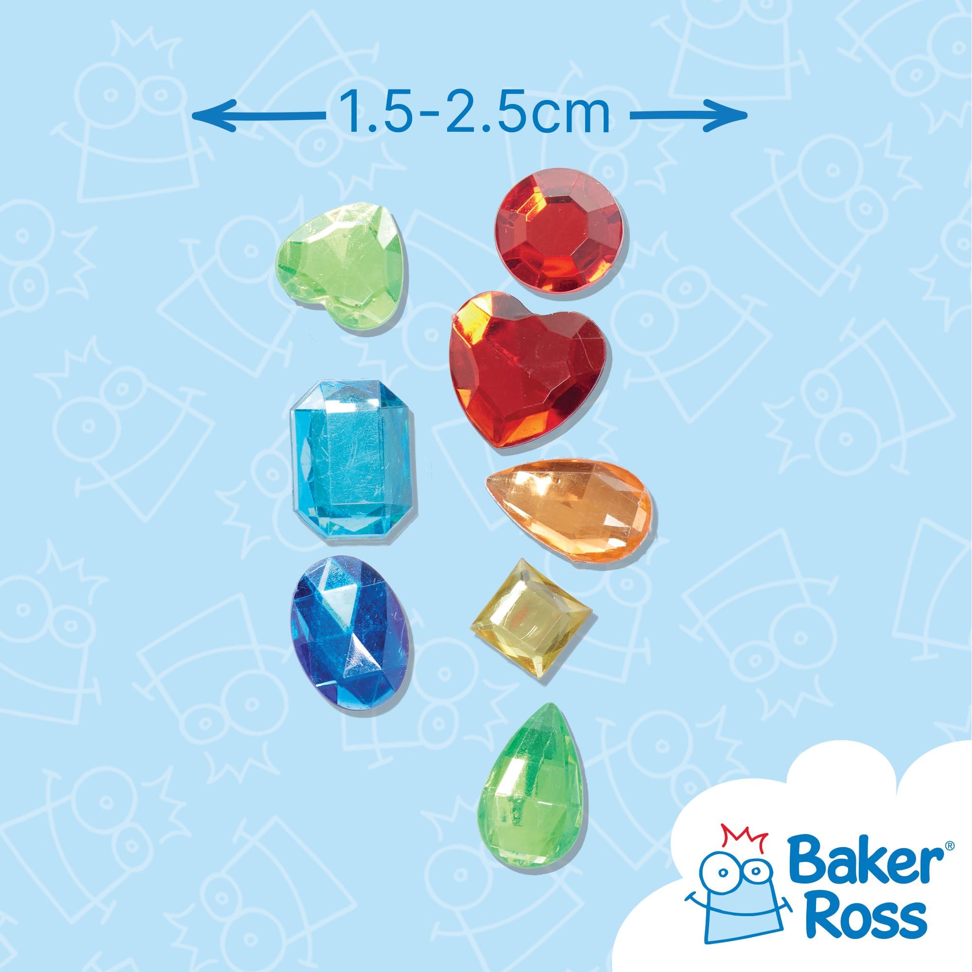 Baker Ross FC759 Large Rainbow Self-Adhesive Gems - Pack of 120 | 15mm-25mm | Plastic 3