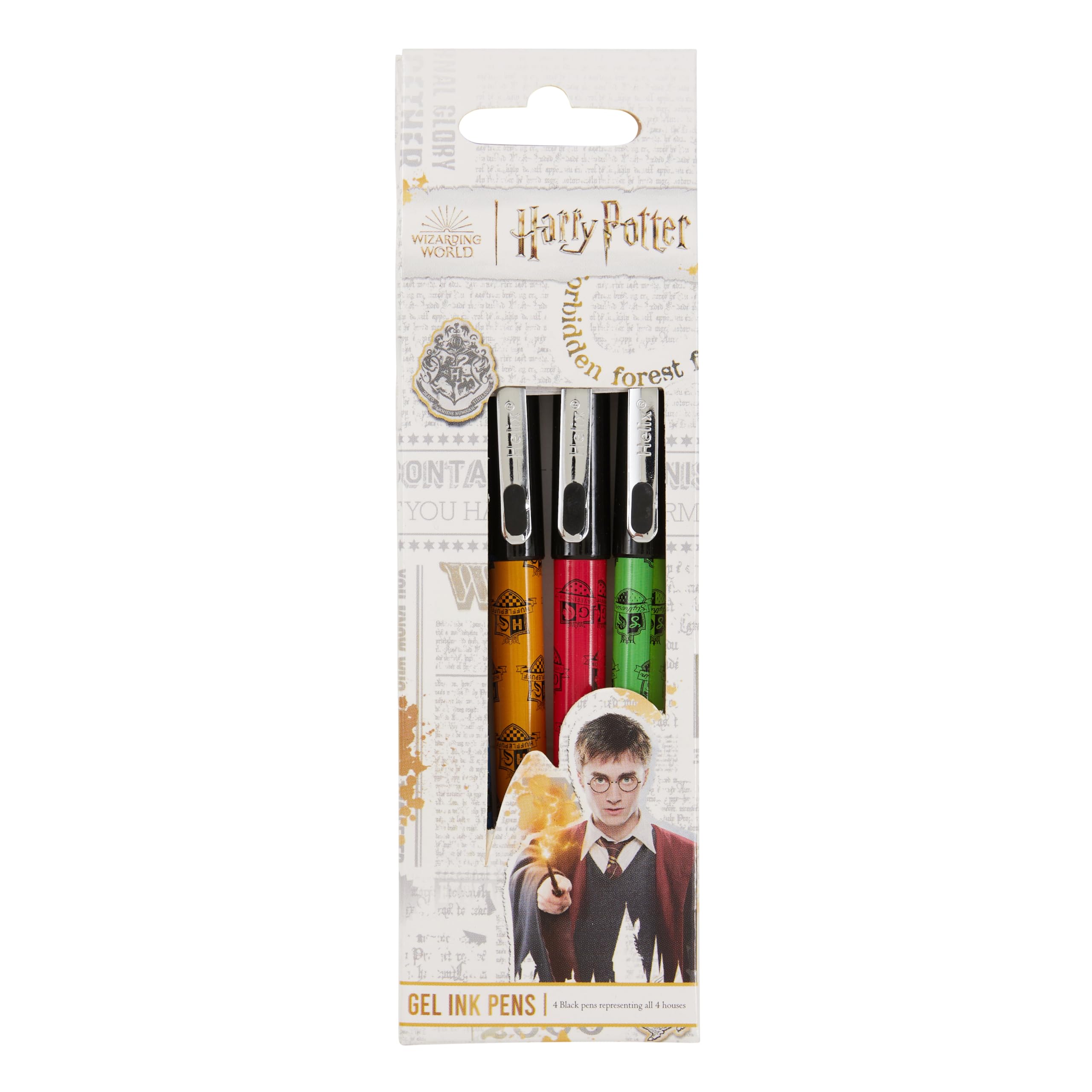Helix Harry Potter Gel Ink Rollerball Pens - 4 Pack Black Ink | 0.7mm Fine Tip | Ergonomic Grip 1