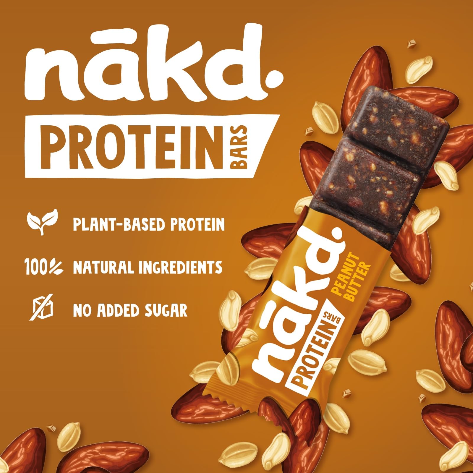 Nakd Protein Bars Peanut Butter - 7g Plant-Based Protein | 16 Count | 100% Natural