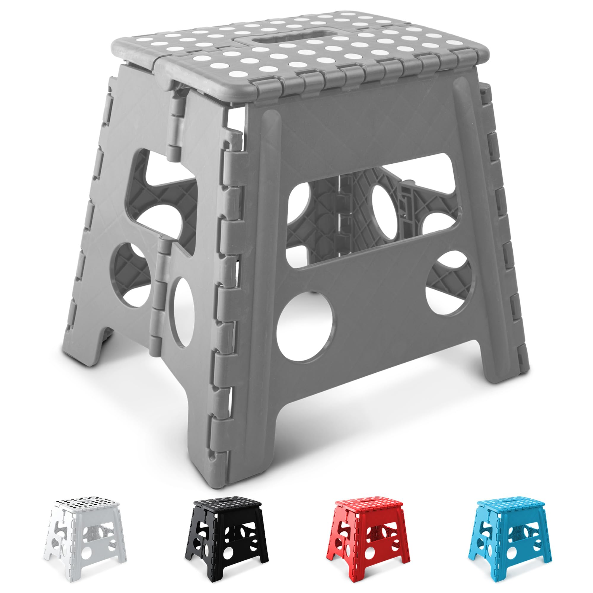 KEPLIN 13 Inch Heavy Duty Folding Step Stool | 150kg Capacity | Grey Plastic 1