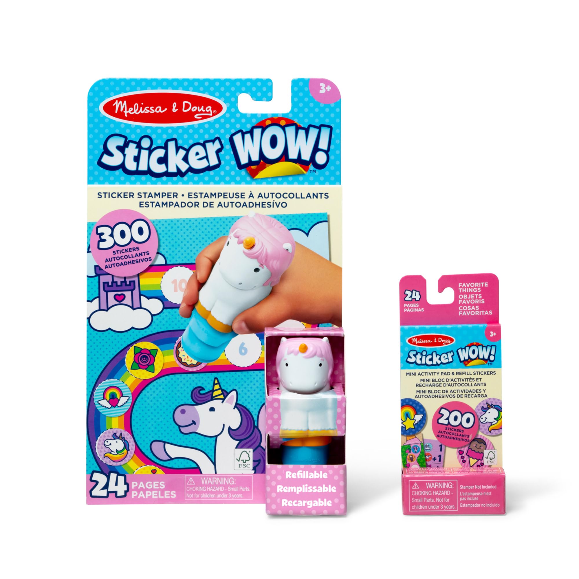 Melissa & Doug Sticker WOW! Unicorn Bundle - 24-Page Activity Pad & Stamper with 500 Stickers