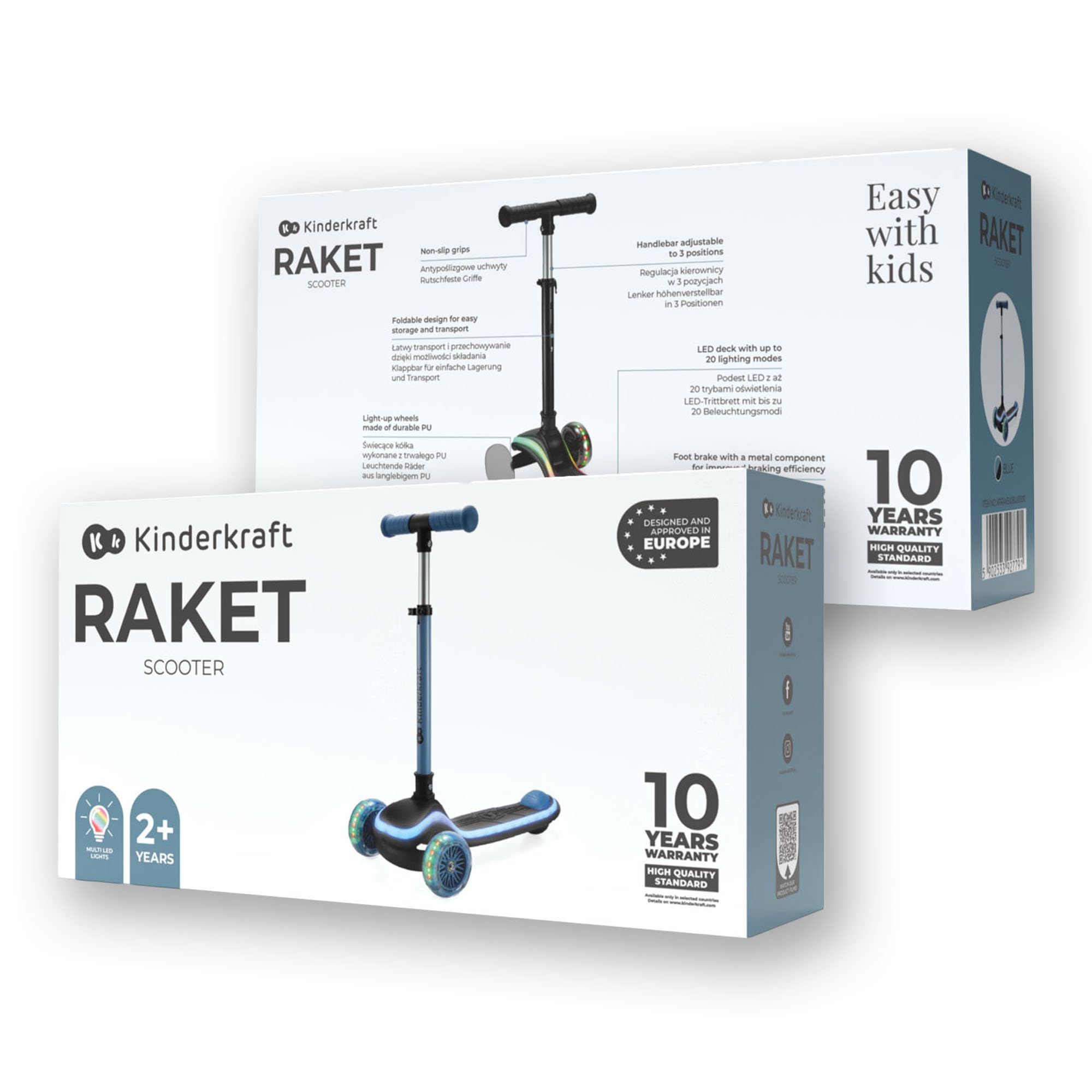 Kinderkraft RAKET LED Scooter for Children 2+ | 3-Wheel Balance | Adjustable Handlebar 8