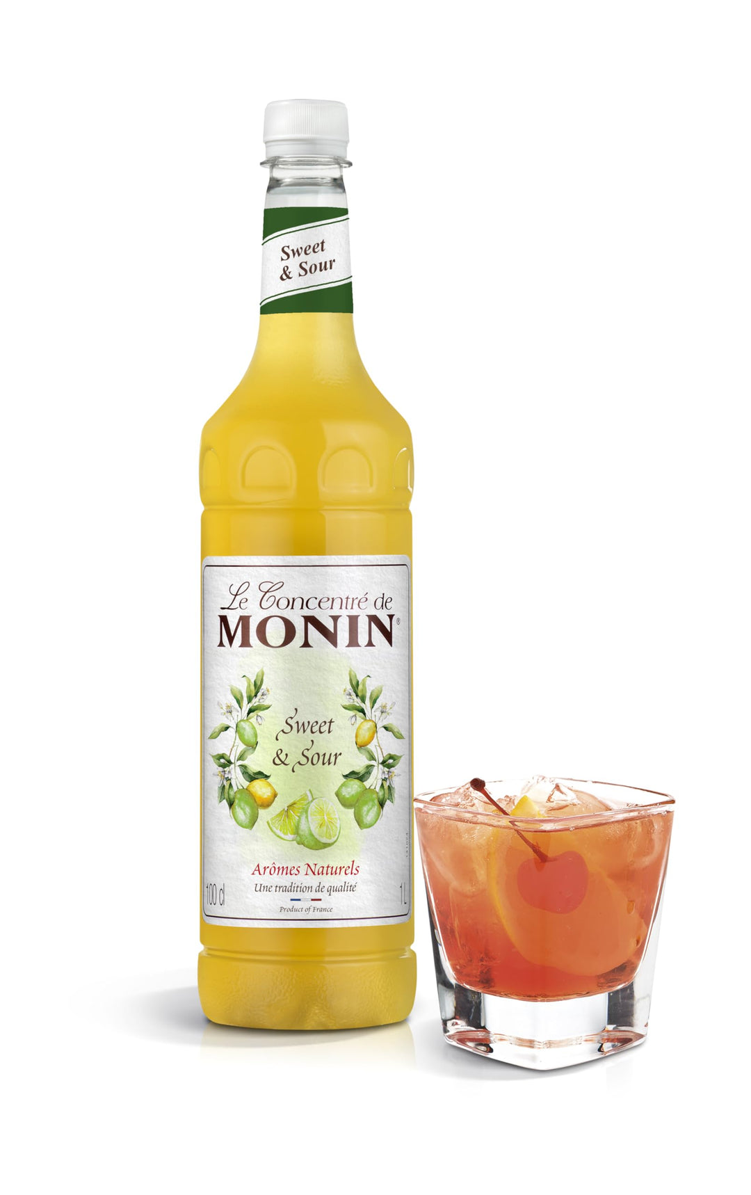 MONIN Premium Sweet and Sour Mix 1L - Lemon Lime Cocktail Syrup