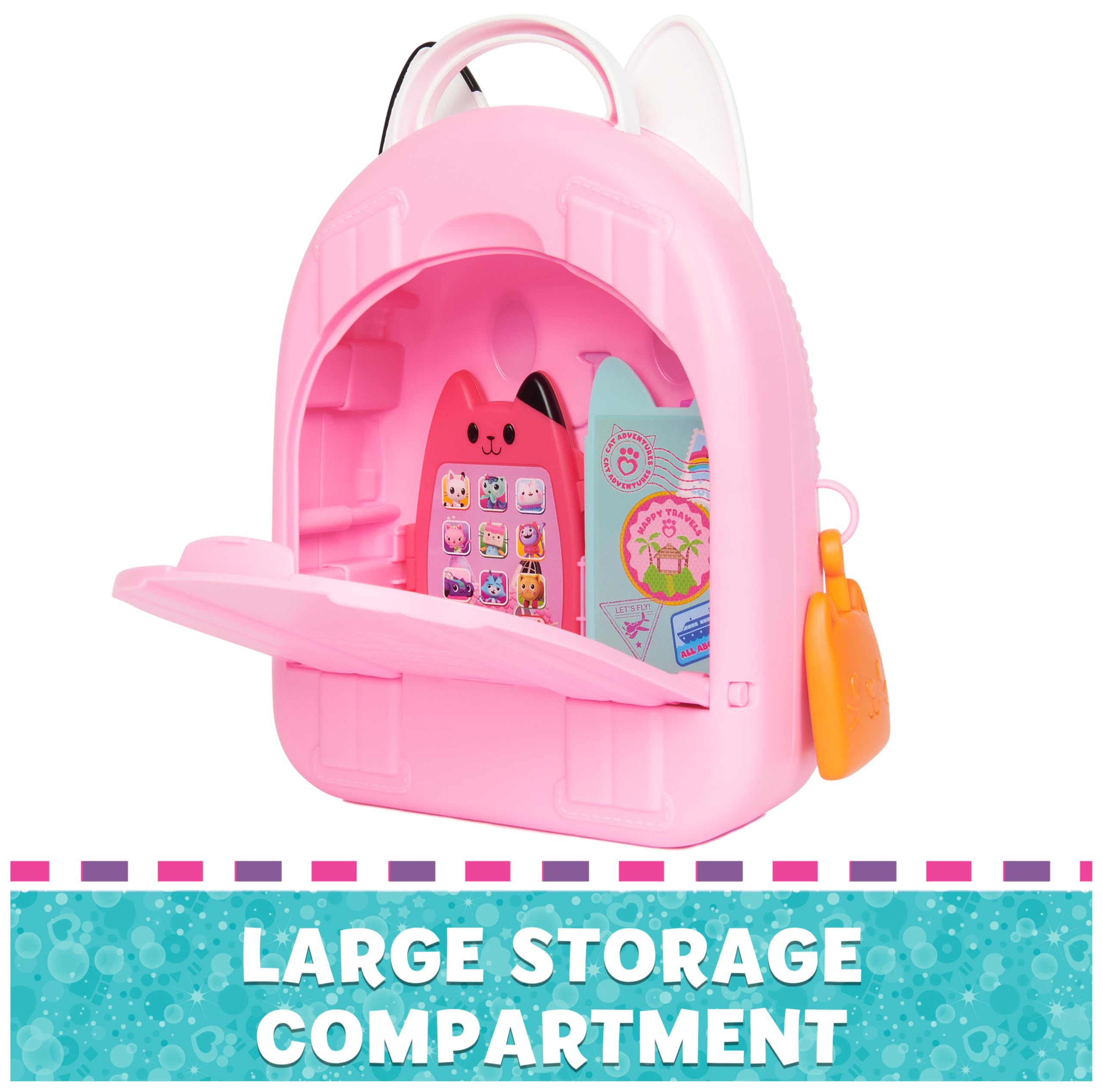 Gabby's Dollhouse Gabby Girl On-The-Go Travel Set Pretend-Play Toy Set with Phone, Passport & Compass 3