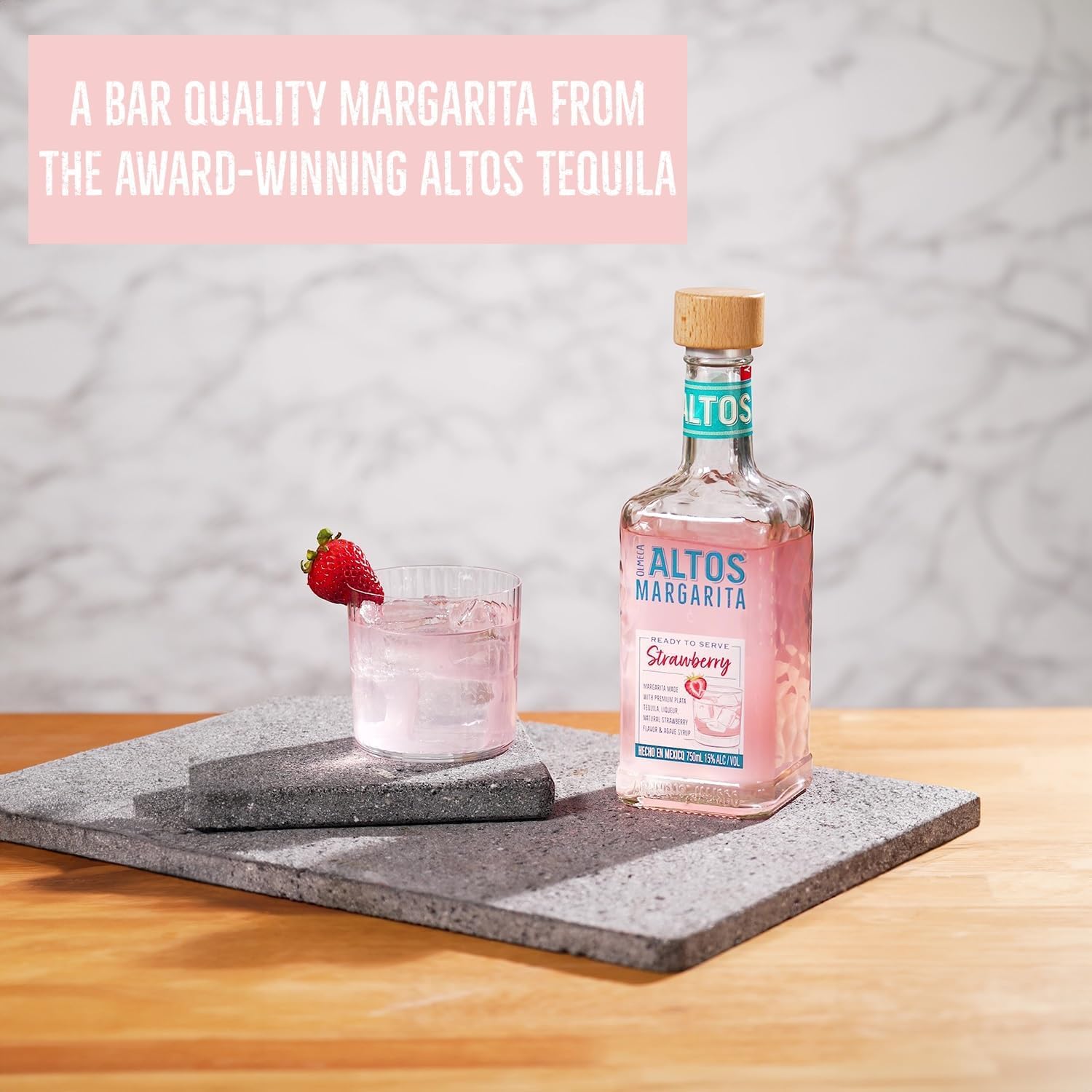 Olmeca Altos Strawberry Margarita Ready to Serve Tequila Cocktail | 14.9% ABV | 75cl