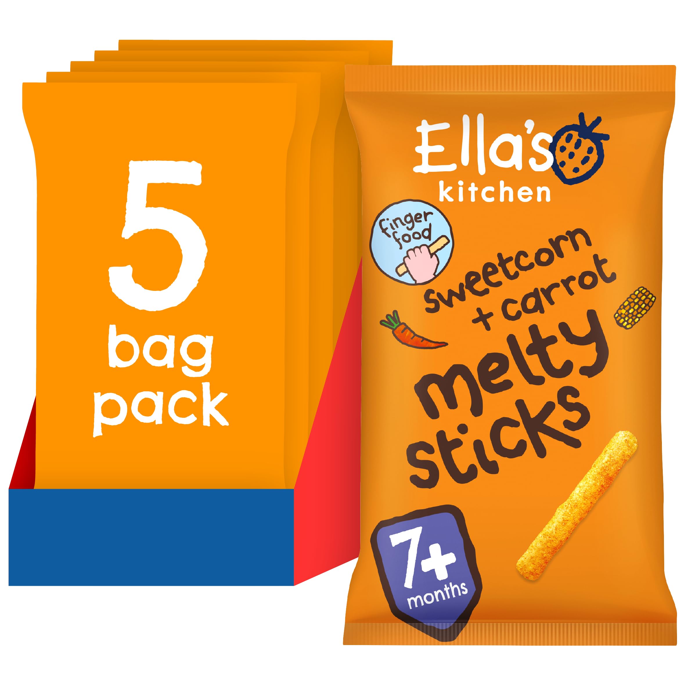 Ella's Kitchen Organic Sweetcorn & Carrot Melty Sticks (5 x 16g) 1