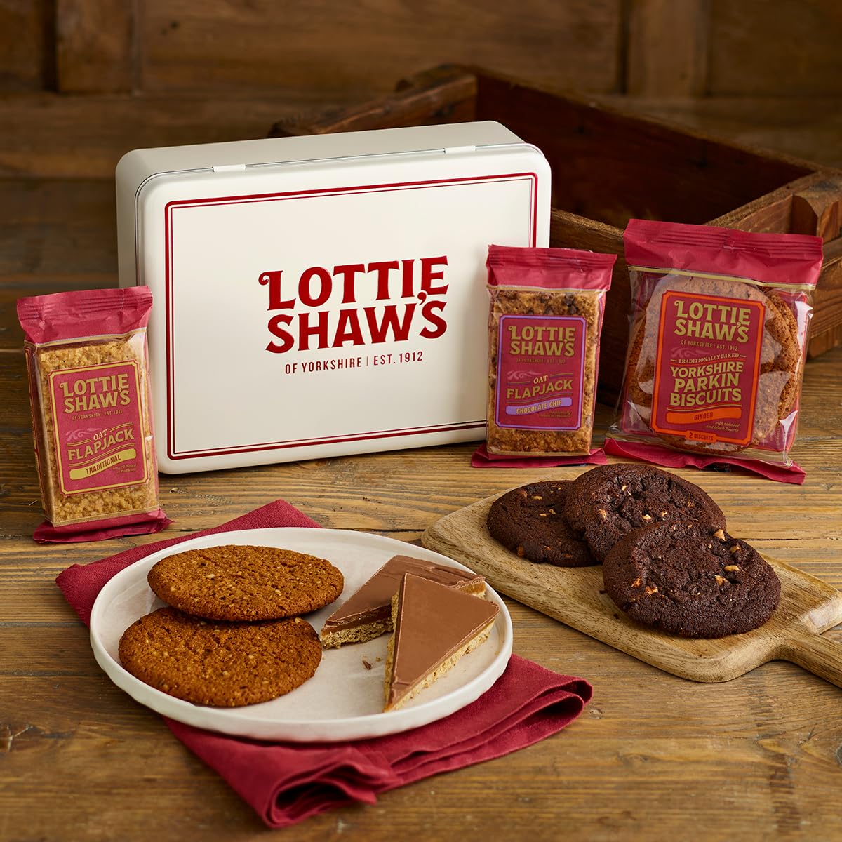 Lottie Shaw's Happy Birthday Tin of Treats - Assorted Individually Wrapped Biscuits & Flapjacks