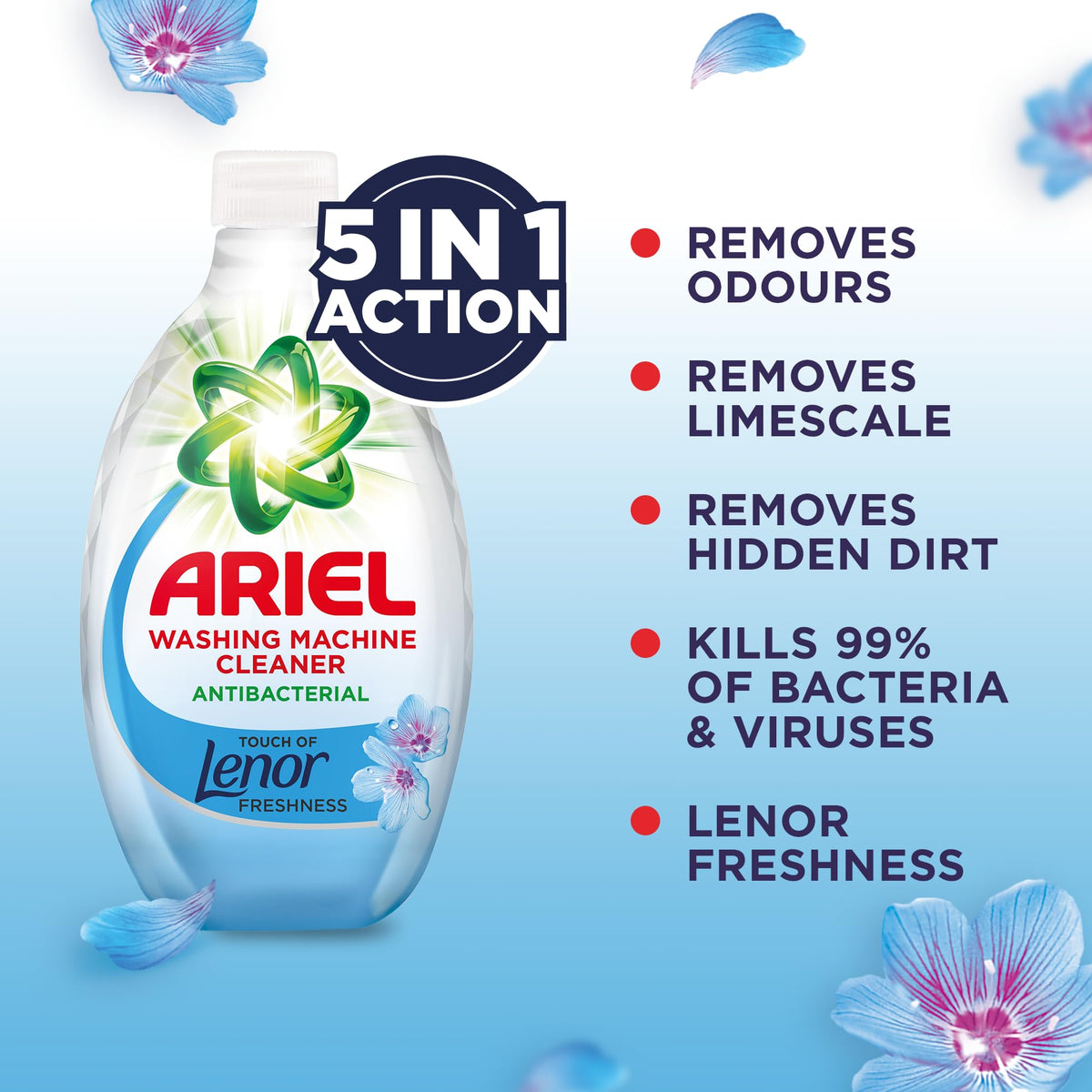 Ariel Washing Machine Cleaner with Lenor Spring Awakening - 250ml, 2 Treatments