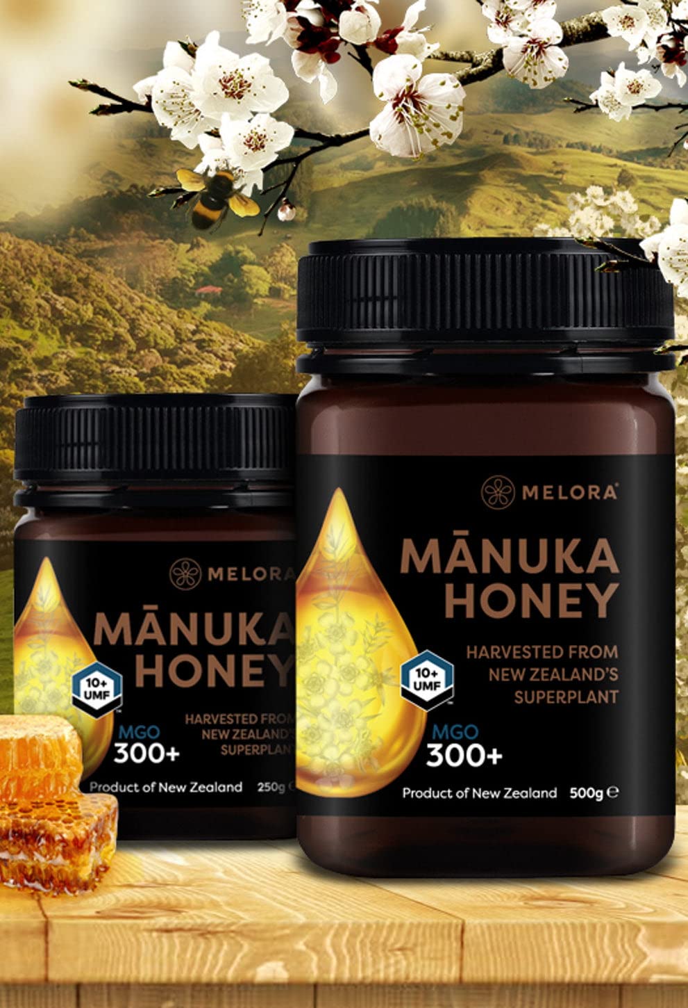 Melora 10+ UMF 300 MGO Manuka Honey - 250g - Pure New Zealand Honey 12