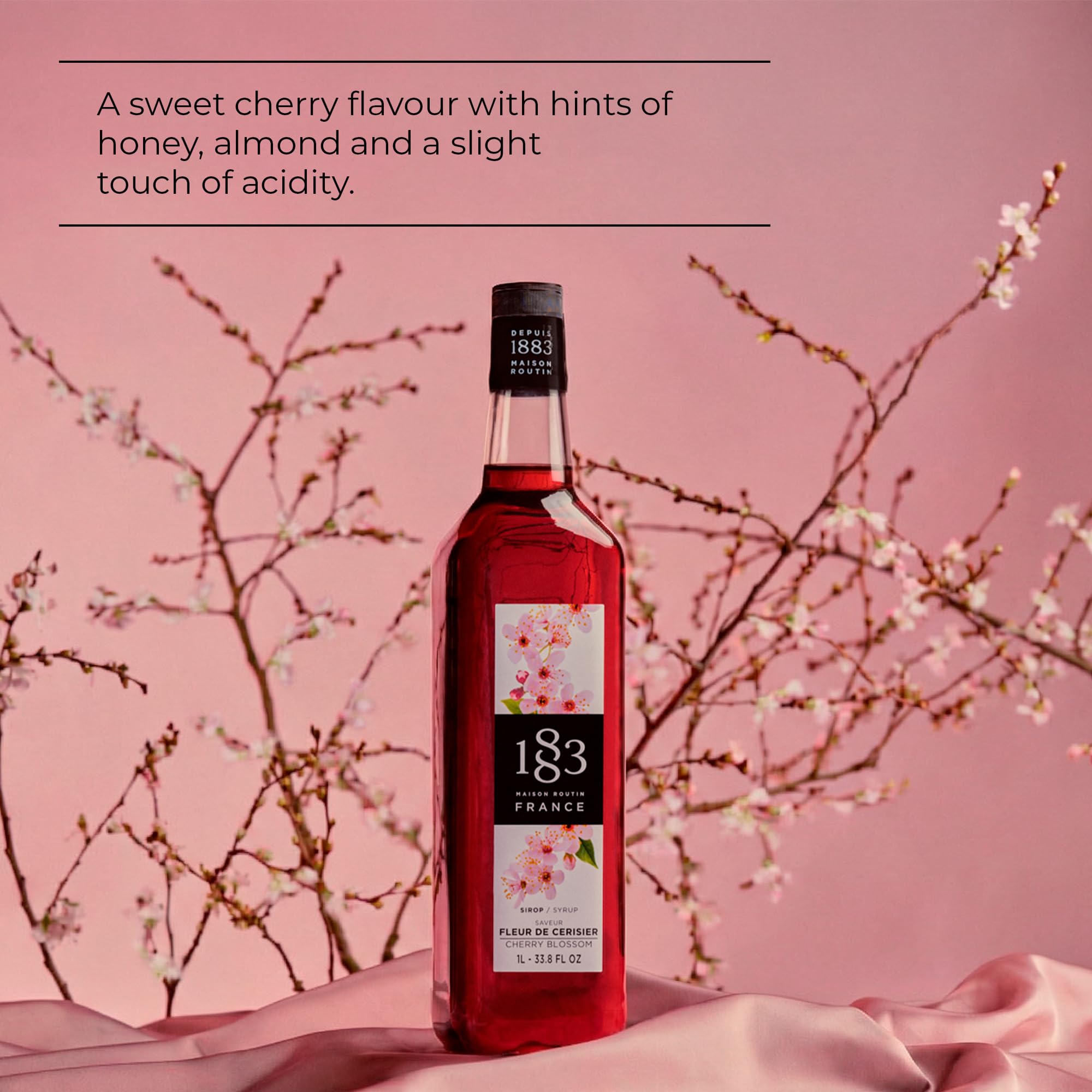 1883 Maison Routin Cherry Blossom Premium Syrup for Cocktails, Tea, Dessert | 1 L 2