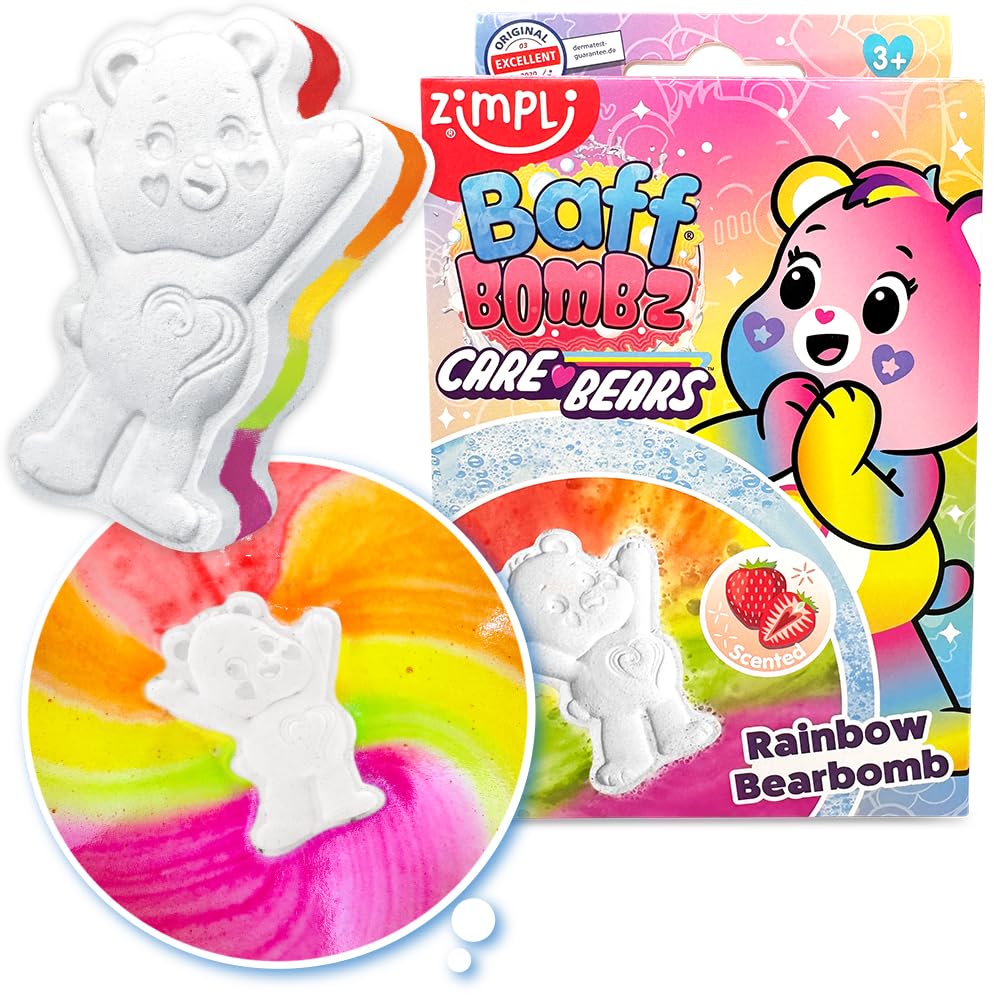ZIMPLI Care Bears Baff Bombz - Rainbow Special Effect Bath Bomb | Strawberry Scented | 110g 1