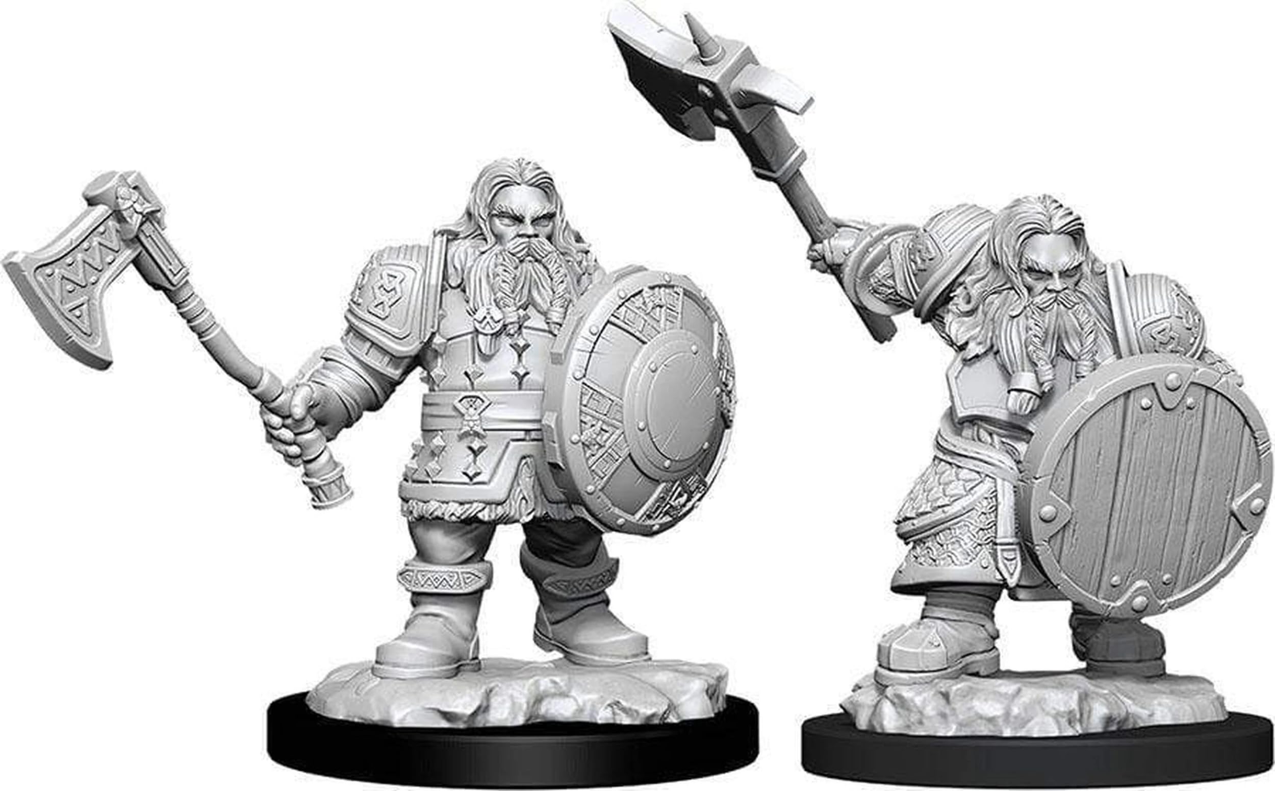 NECA Dungeons & Dragons Nolzur's Marvelous Unpainted Miniatures: Male Dwarf Fighter | Primed