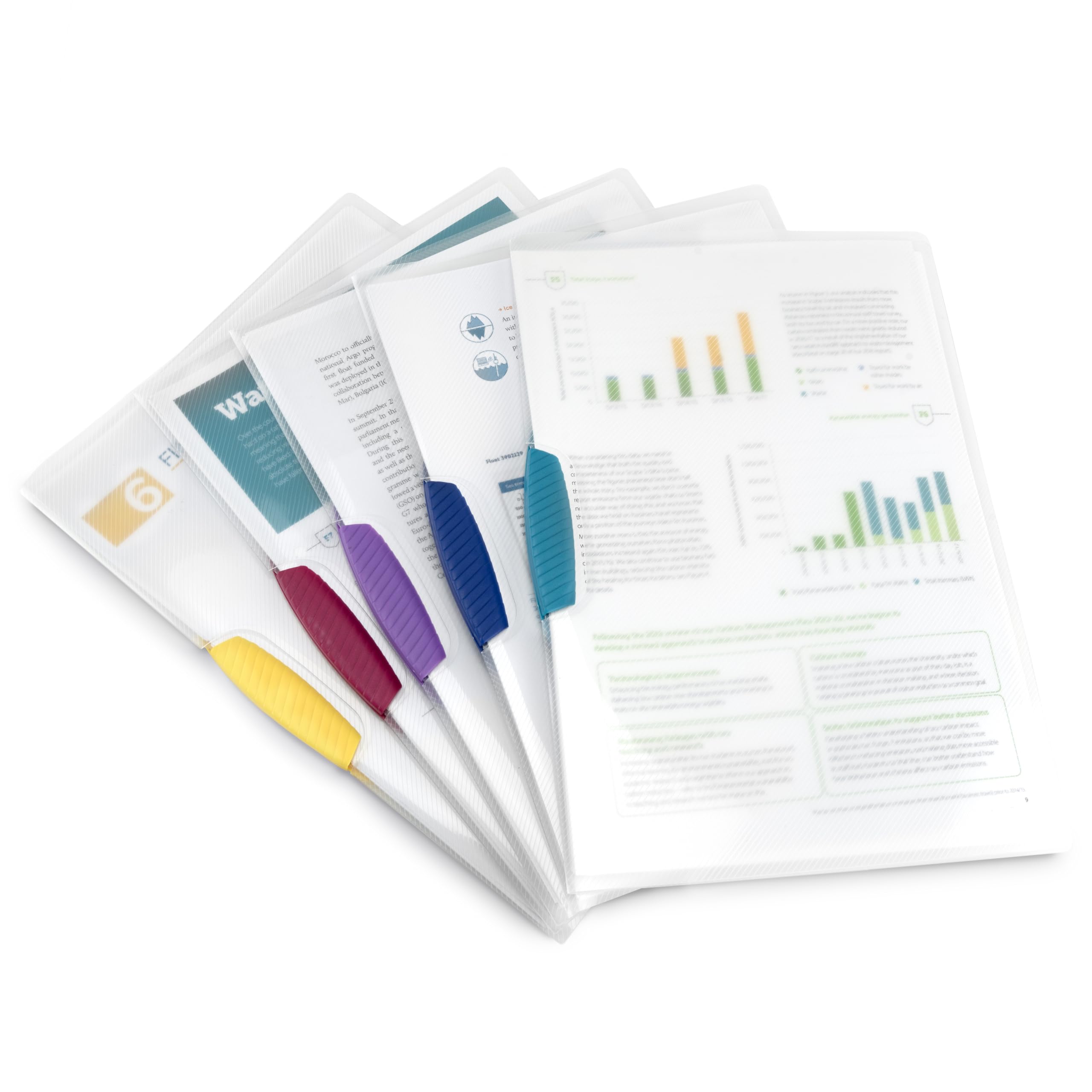 RAPESCO 0786 A4 Pivot Clip File - Pack of 5 | Holds 30 Unpunched Sheets | Superline Polypropylene