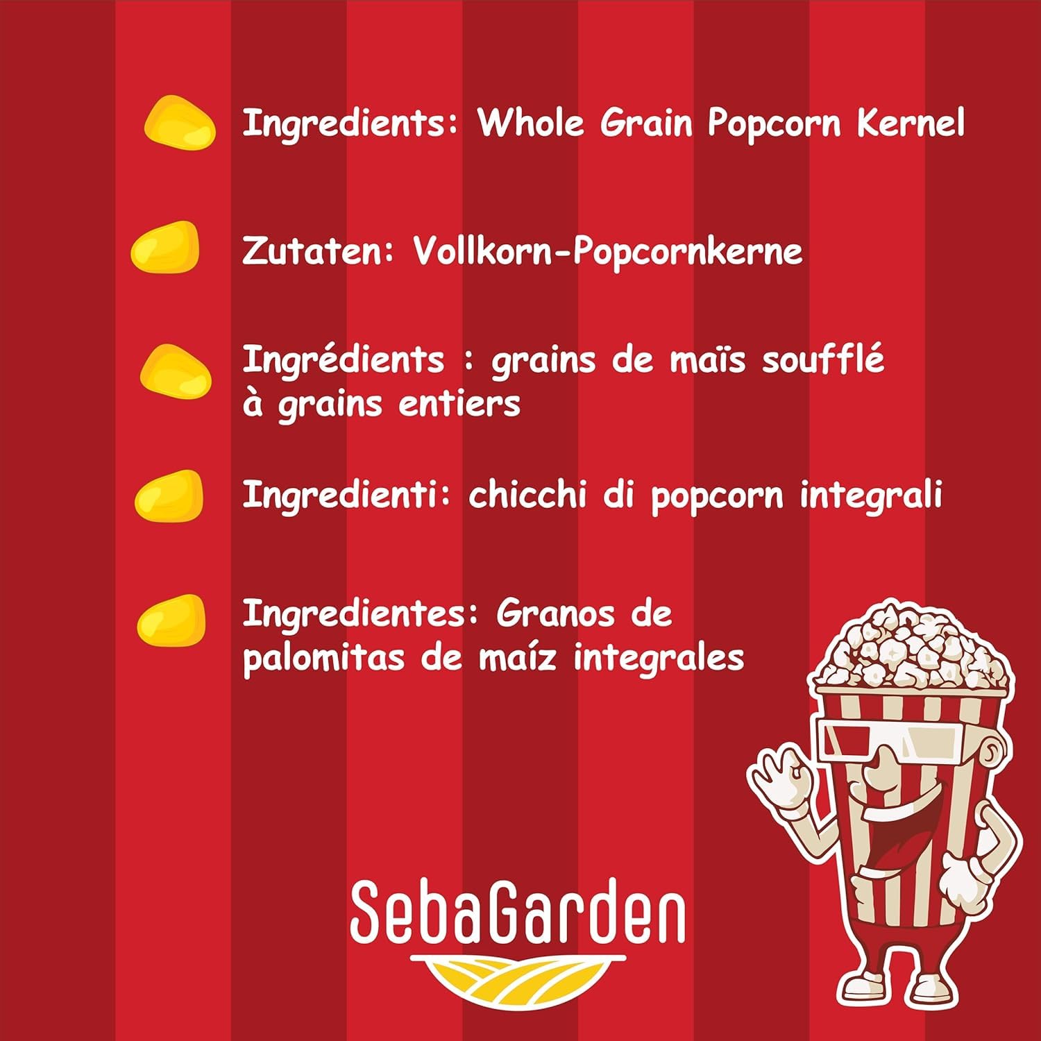 Seba Garden Popcorn Kernels - 1 kg | Non-GMO, Gluten-Free, High Popping Rate 6