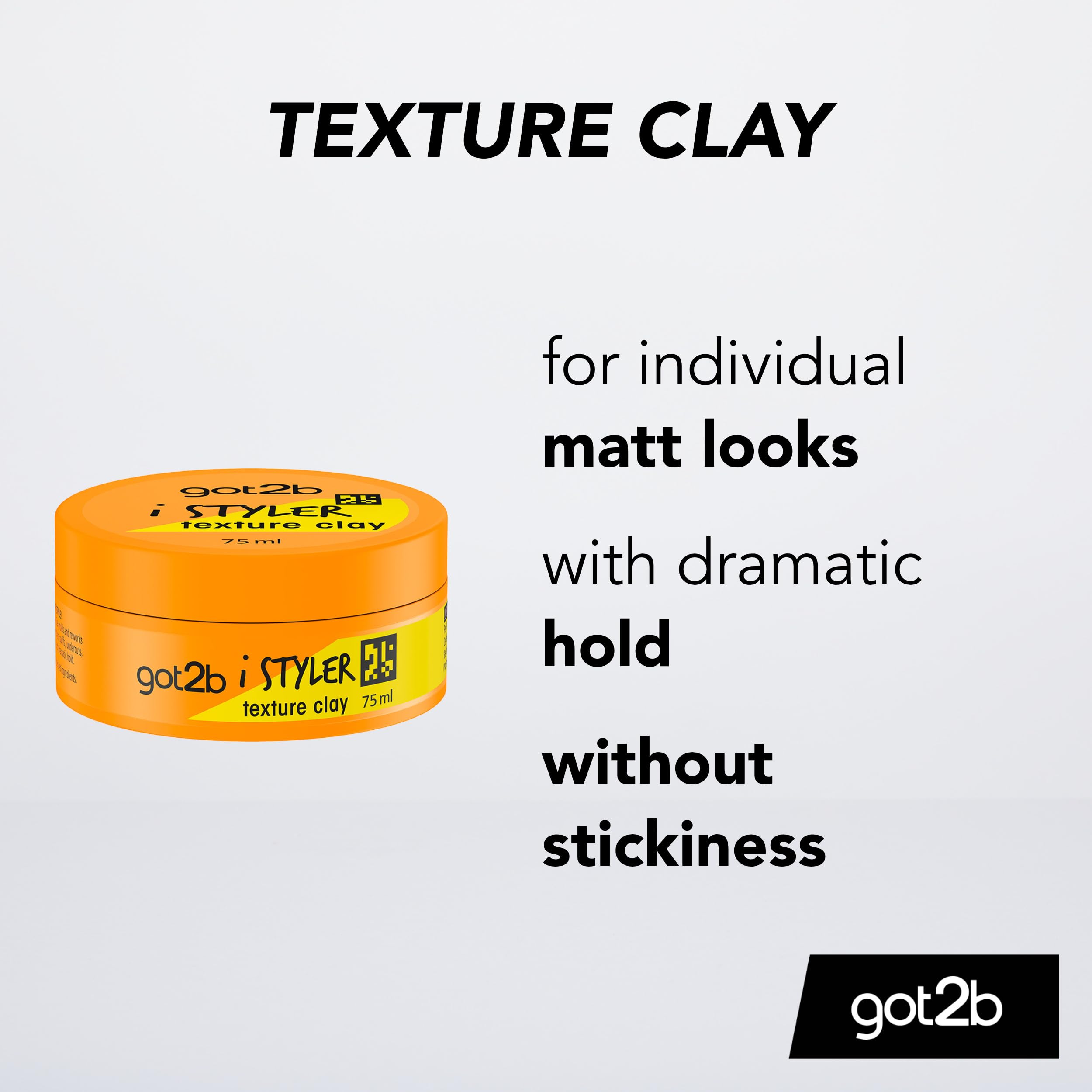 Got2B iStyler Texture Clay - Strong Hold, Matt Finish, Vegan Formula, 75ml 2