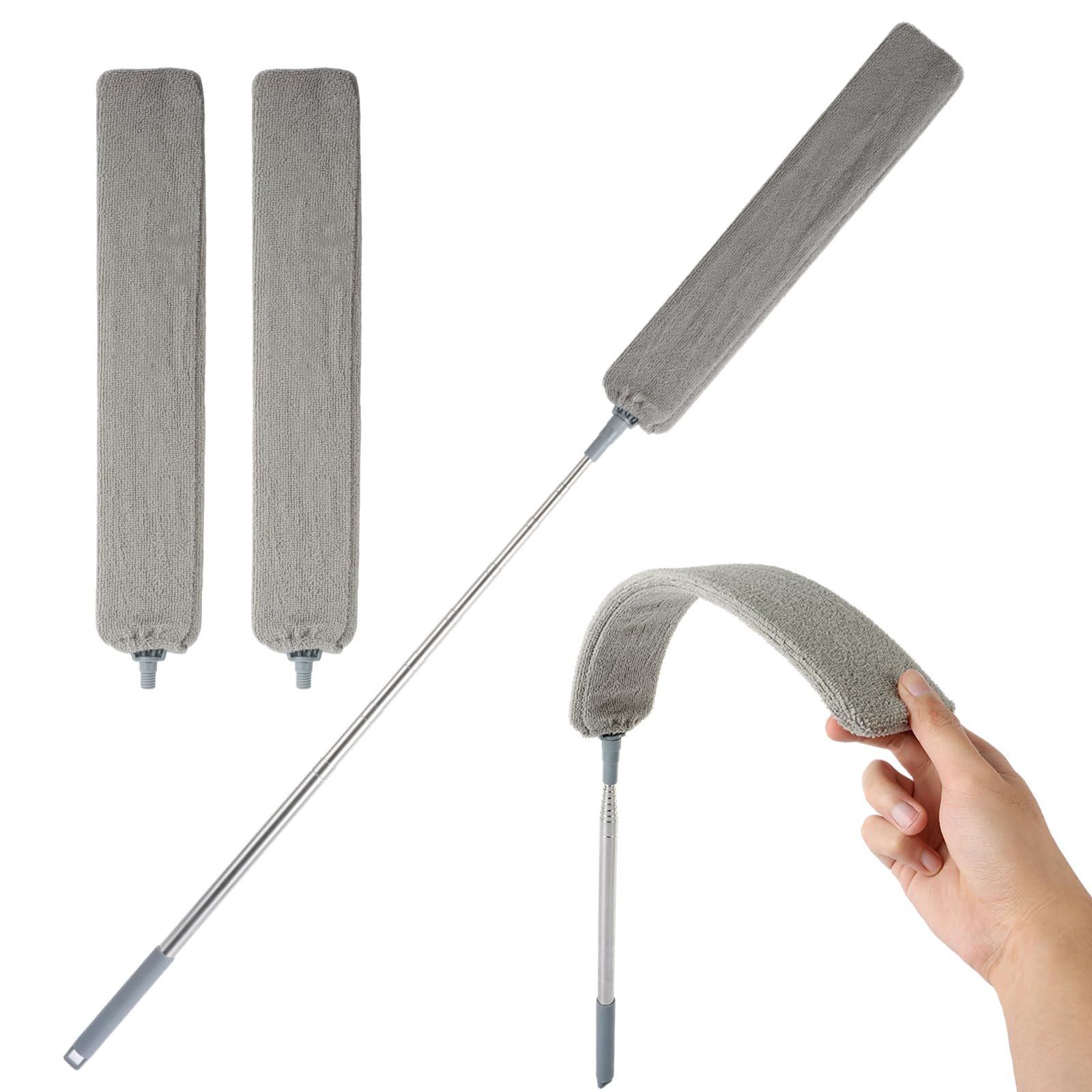 ASelected Microfiber Gap Dust Cleaner - Extendable 40cm to 240cm Pole | Bendable Head | Stainless Steel 1