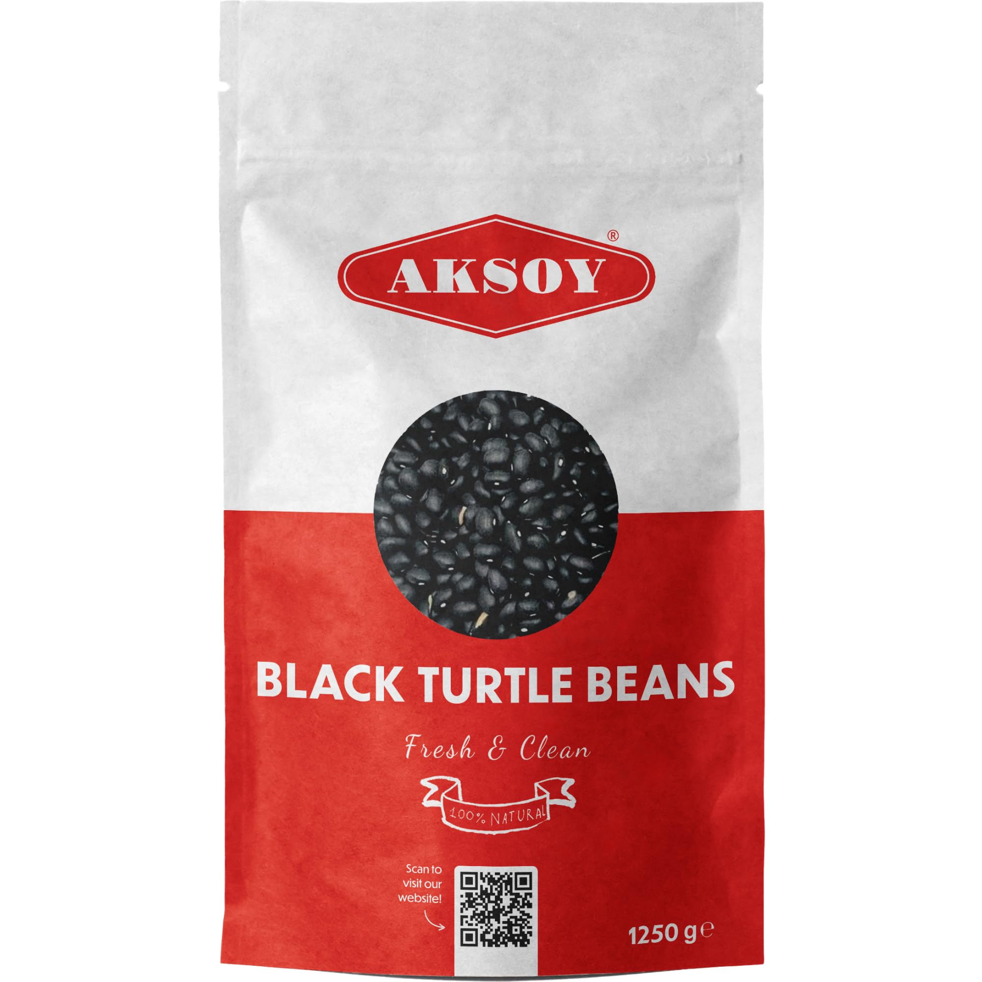 AKSOY Black Turtle Beans - Premium Quality Natural Dried Beans | 1250g