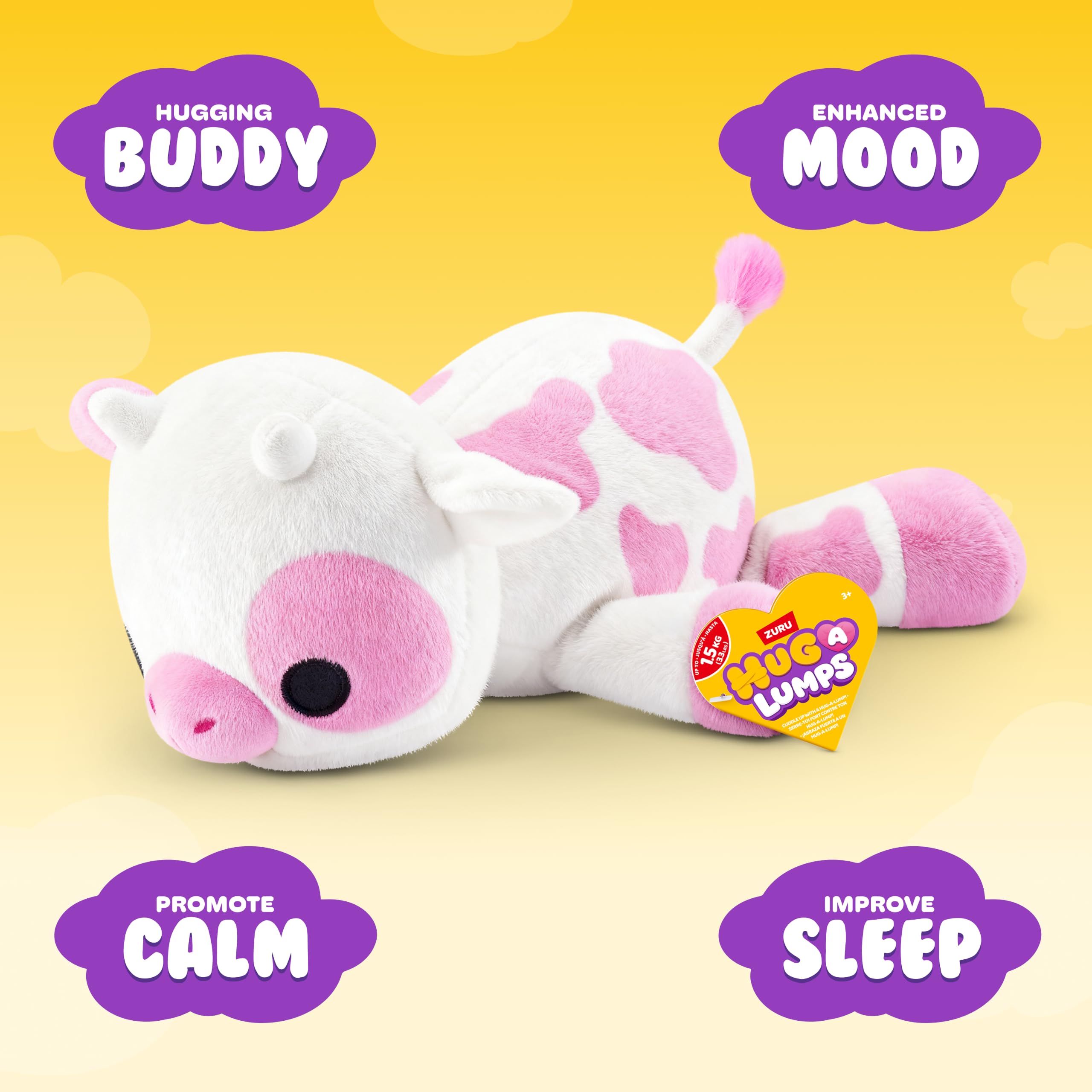 Hug-A-Lumps Cow (Clover) Medium Soft Doll - Weighted Plush for Calm & Comfort 2