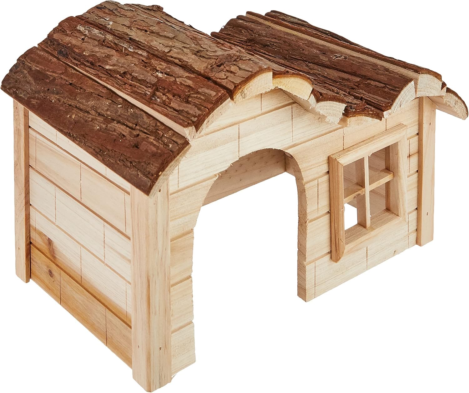Kerbl Pet Nature Plus House - Untreated Natural Wood Shelter for Guinea Pigs & Dwarf Rabbits | 30x20x20 cm