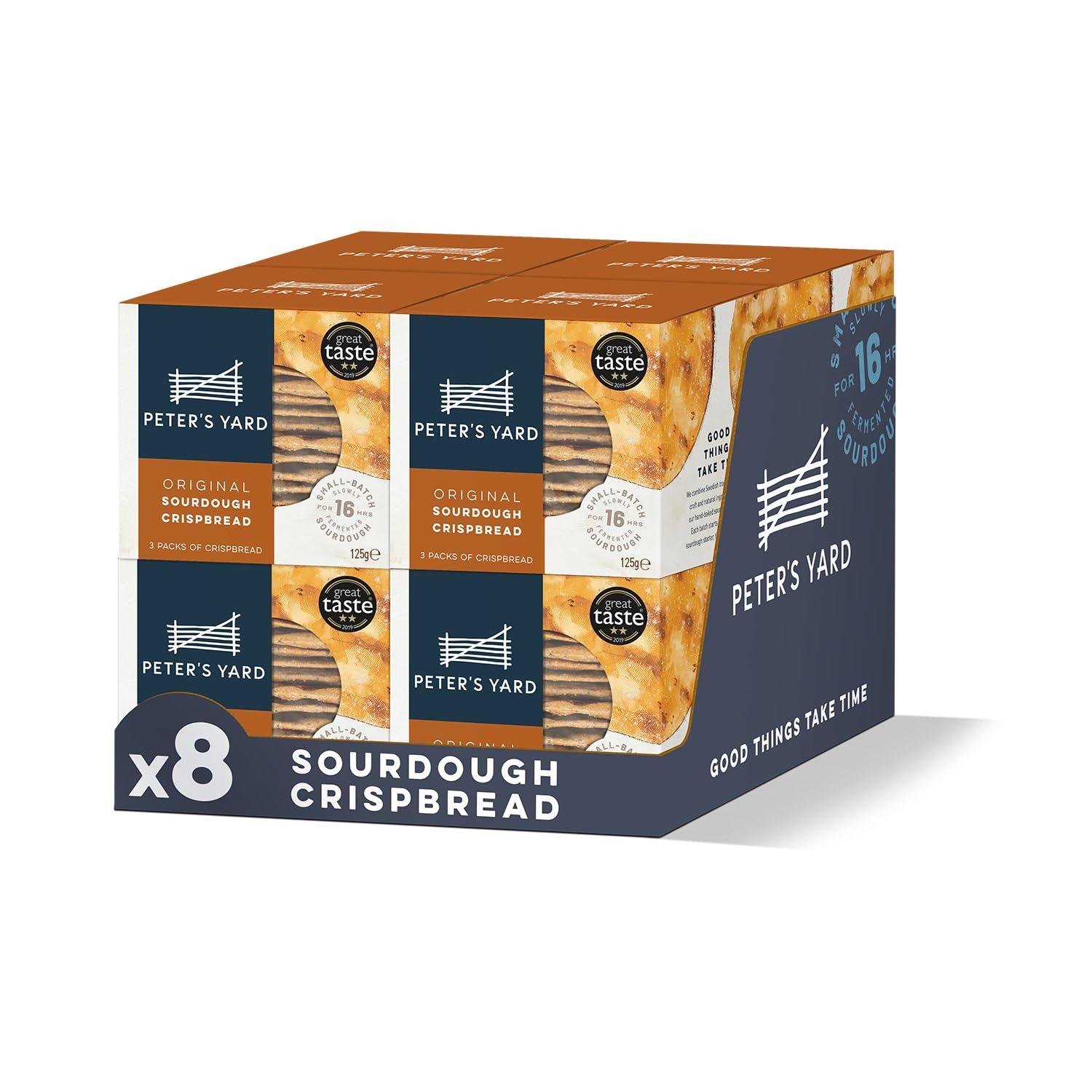 Peter's Yard Sourdough Crispbread (8 Boxes, 120 Crispbreads) - High Fibre, Low Sugar, 38 Calories Each