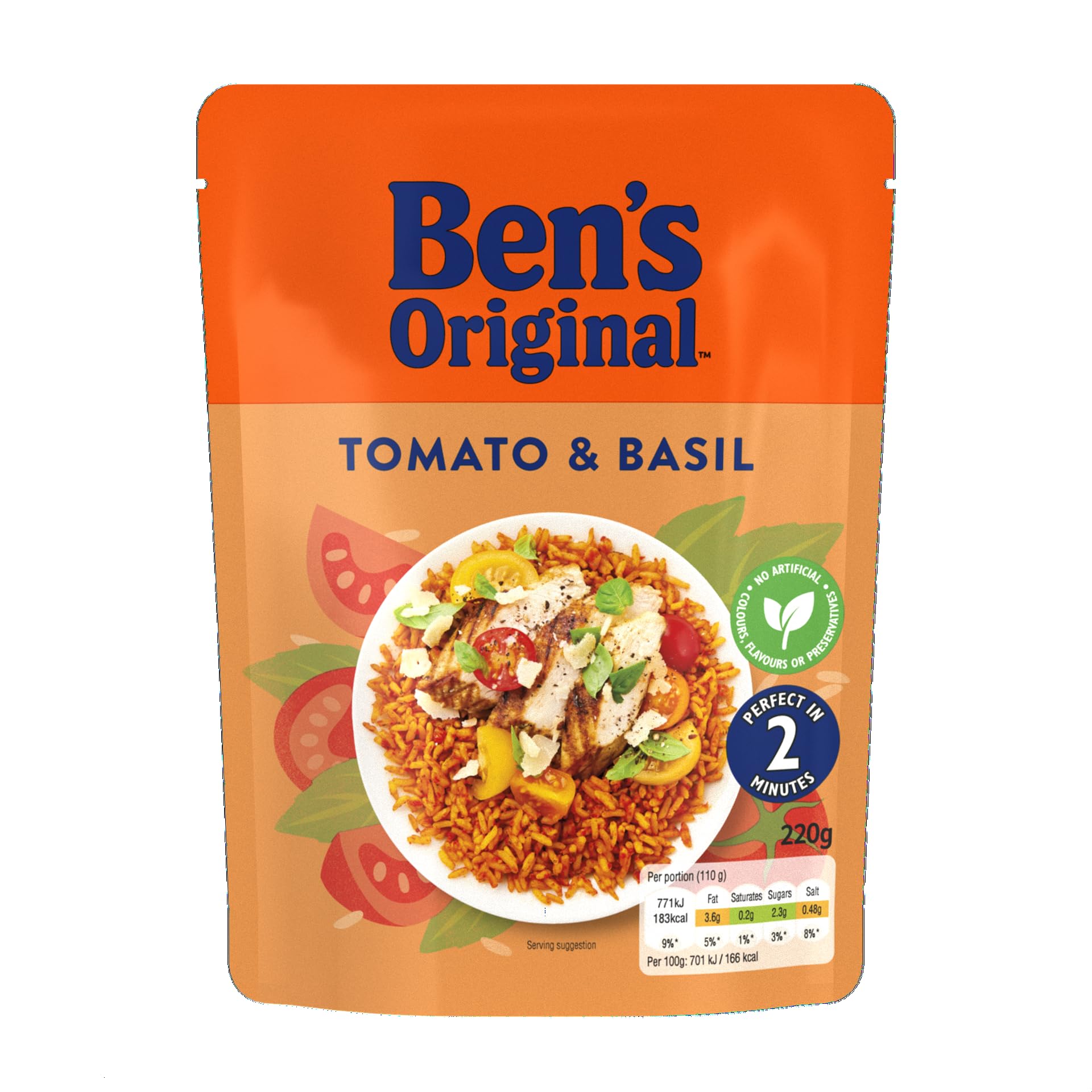 Ben's Original Tomato and Basil Microwave Rice Pouch 220g - Serves 2 10