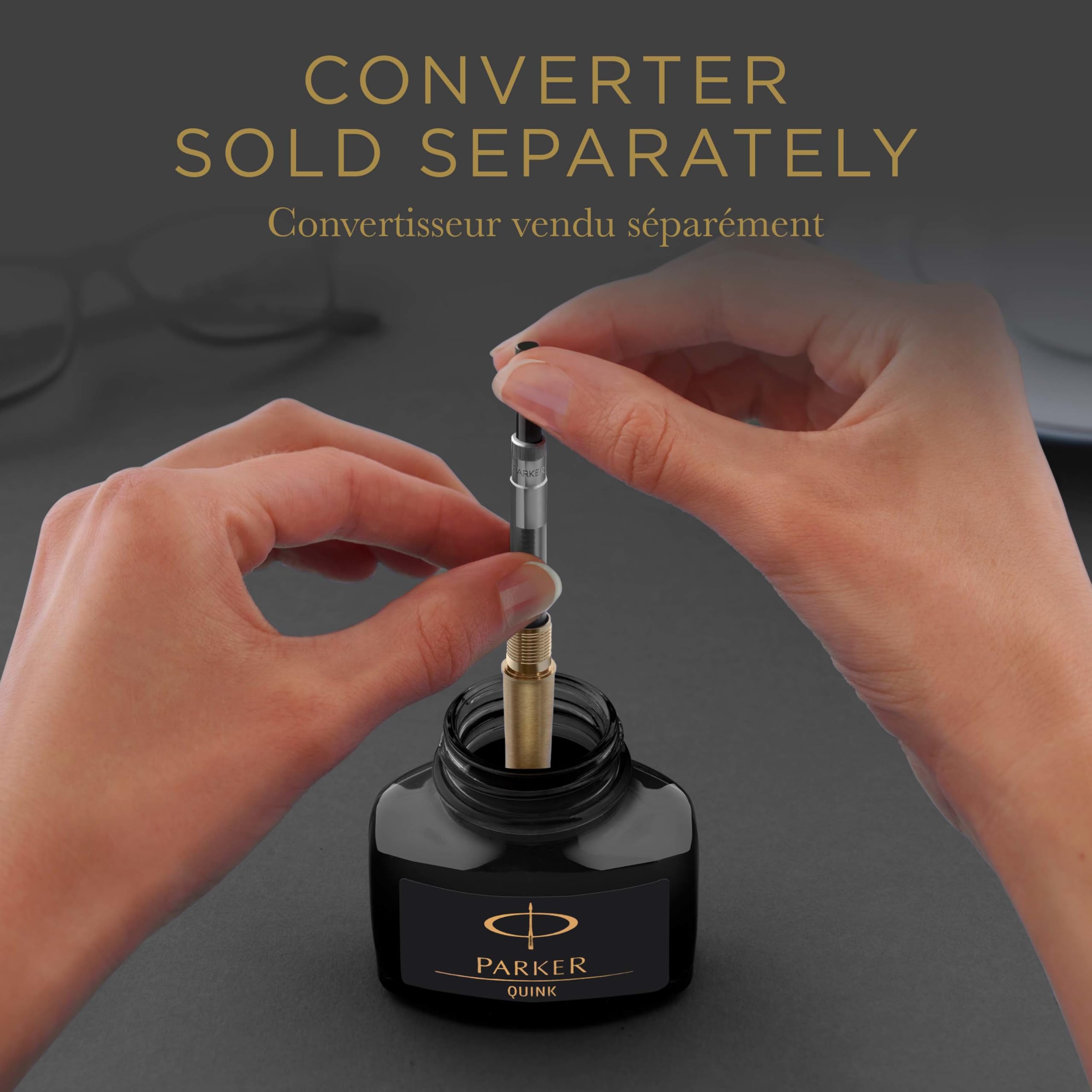PARKER QUINK Fountain Pen Ink Bottle - Black, 57 ml | Smooth Flow | Quick Drying 4