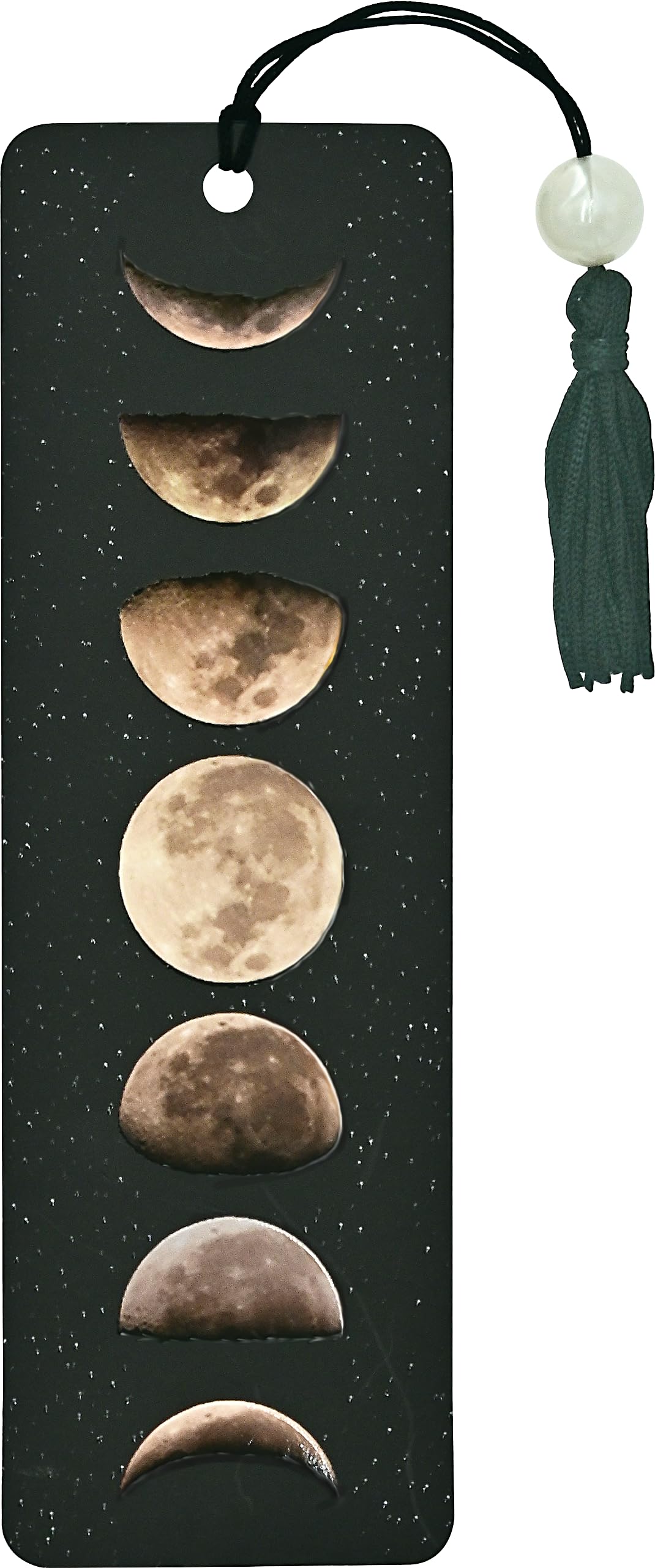 Peter Pauper Press Moon Phases Beaded Bookmark - Gloss Highlights | Sturdy Card Stock | Ruler Back