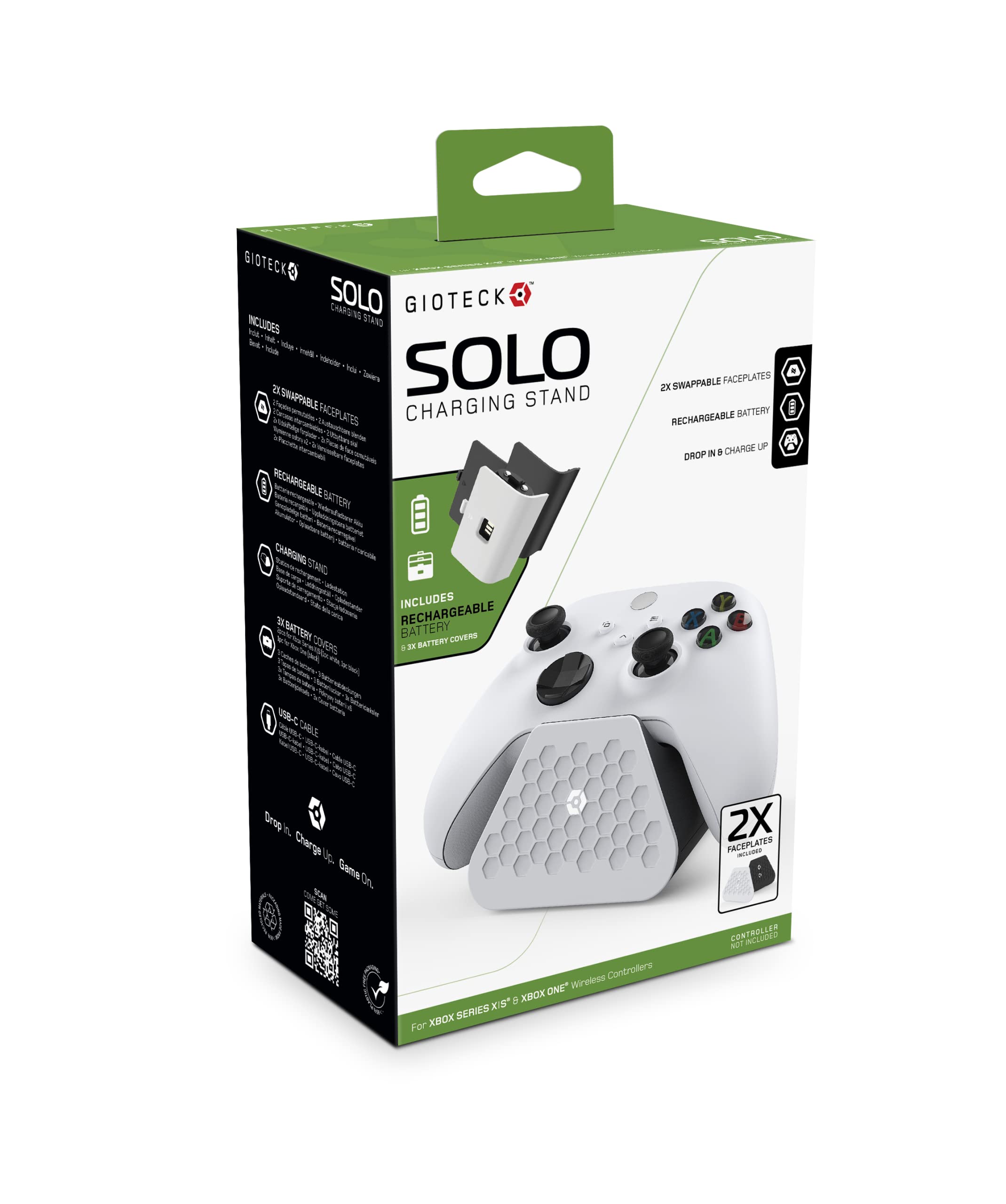Gioteck Solo Charging Stand for Xbox Series X|S & Xbox One Wireless Controller with Swappable Faceplates
