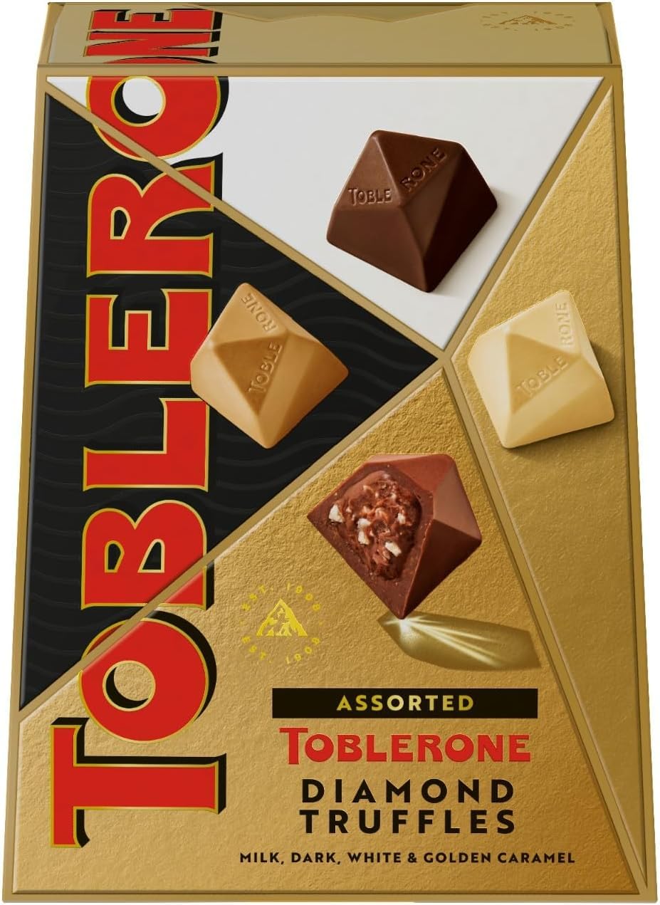 Toblerone Assorted Diamond Chocolate Truffles - Milk, Dark & Golden Caramel Praline, 180g 12